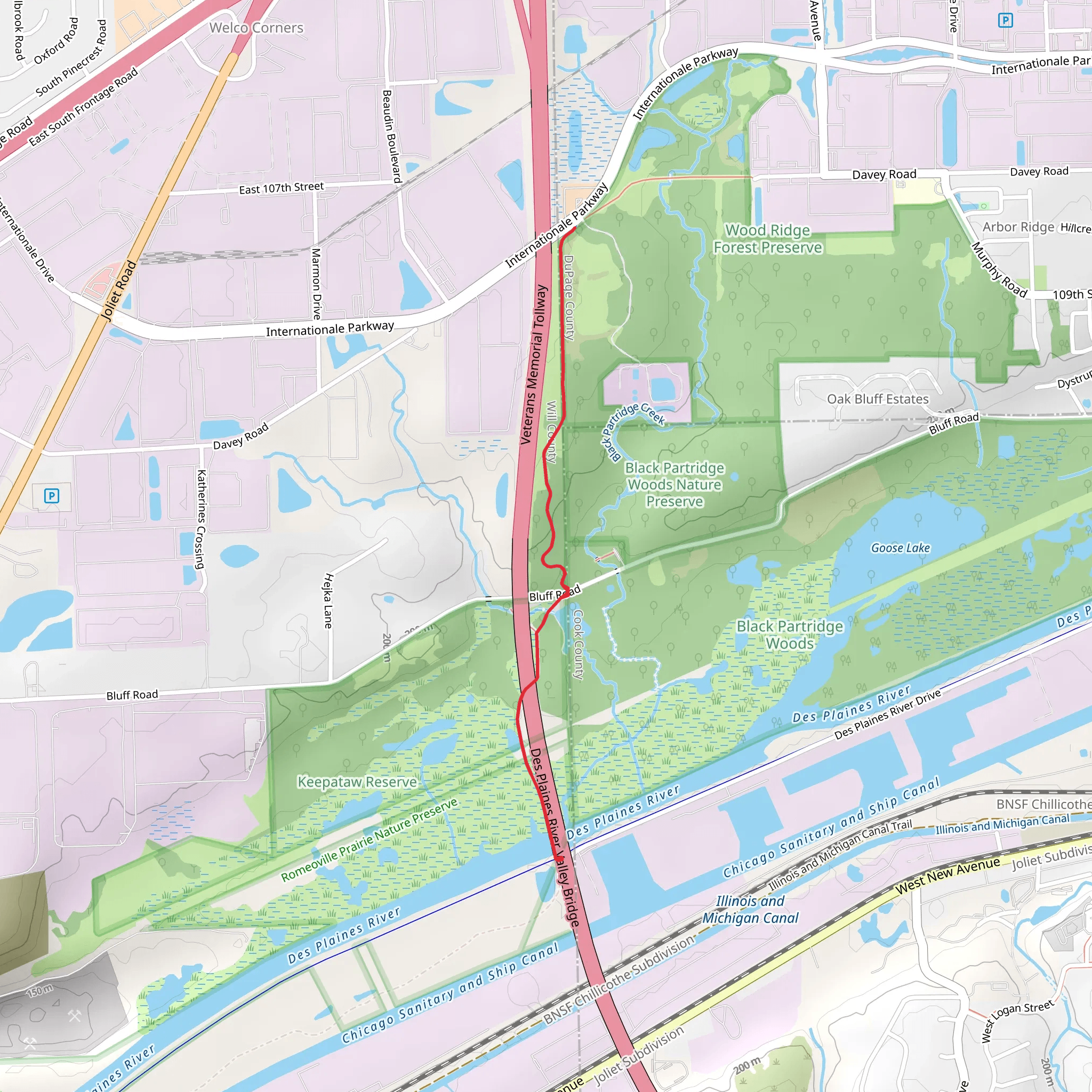 Veterans Memorial Trail mobile static map