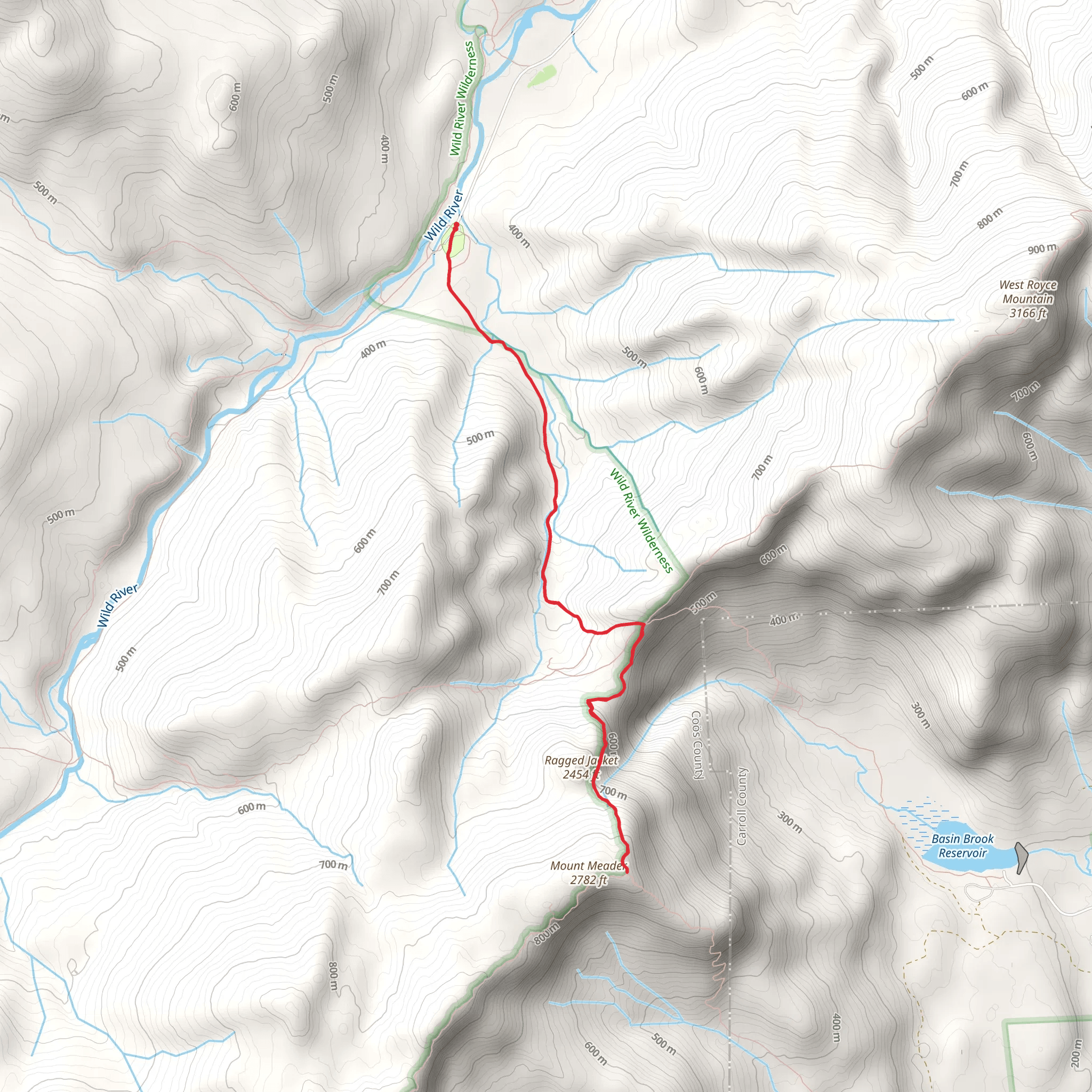 Mount Meader via Blue Brook mobile static map