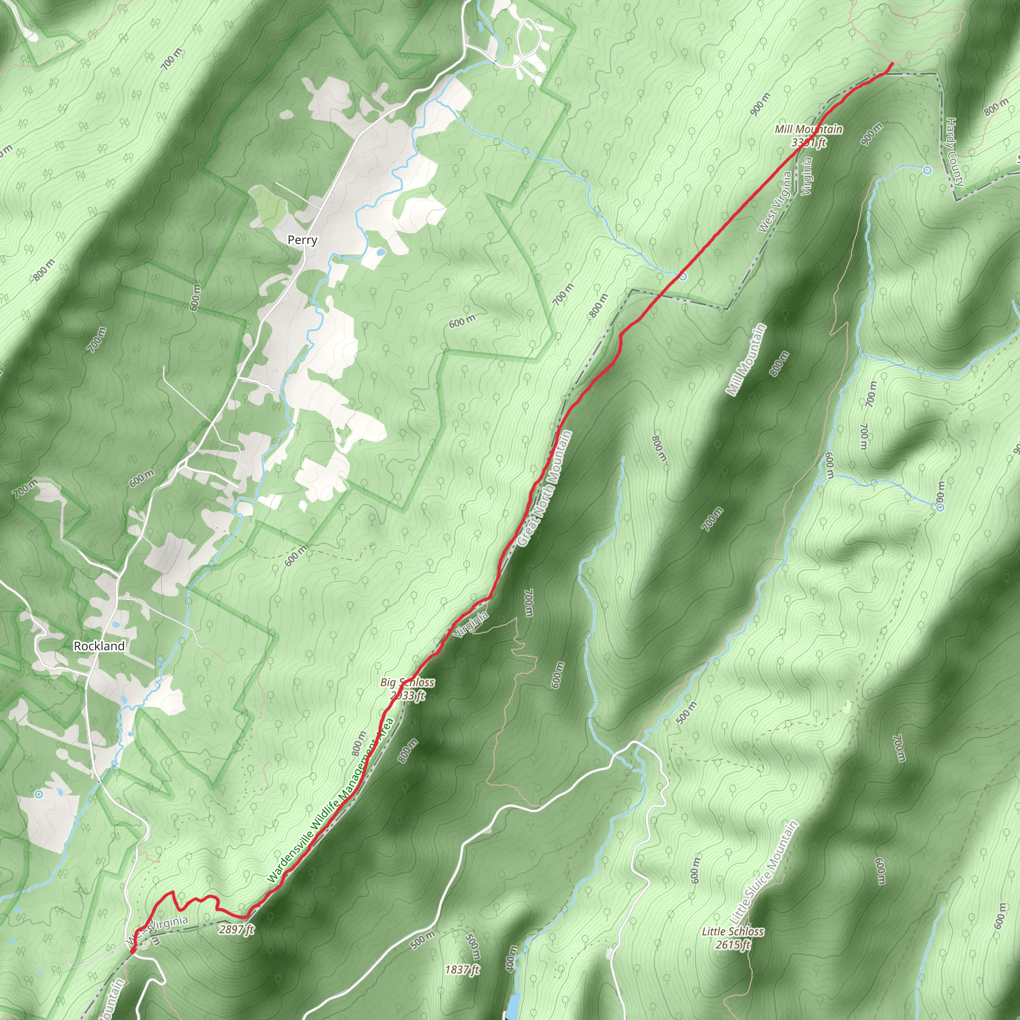 Mill Mountain Trail mobile static map
