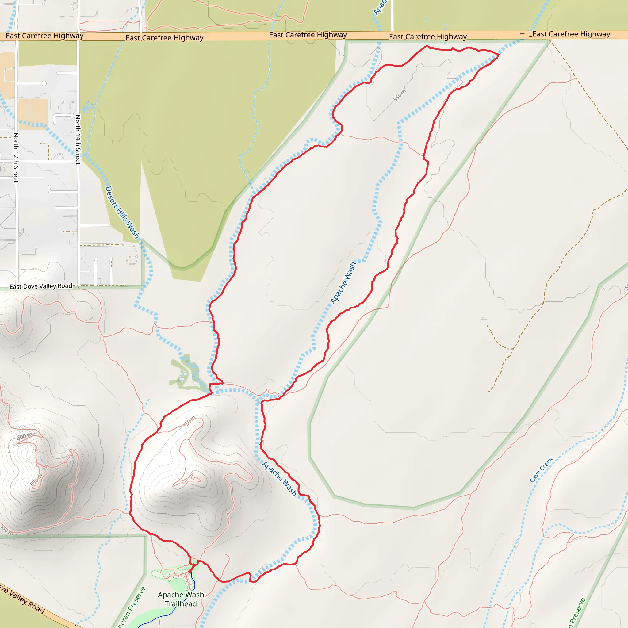 Apache Wash and Ocotillo Loop Trail mobile static map