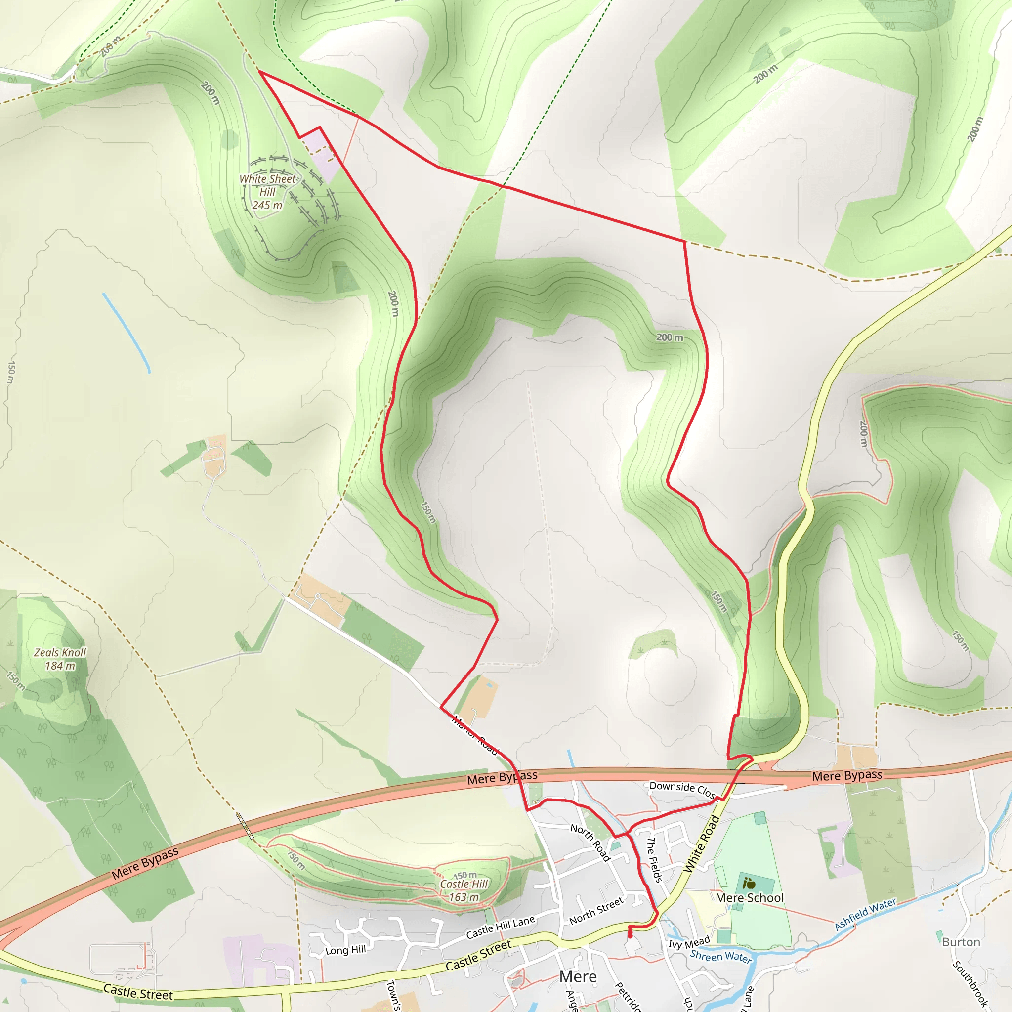 White Sheet Hill via Mid Wilts Way mobile static map