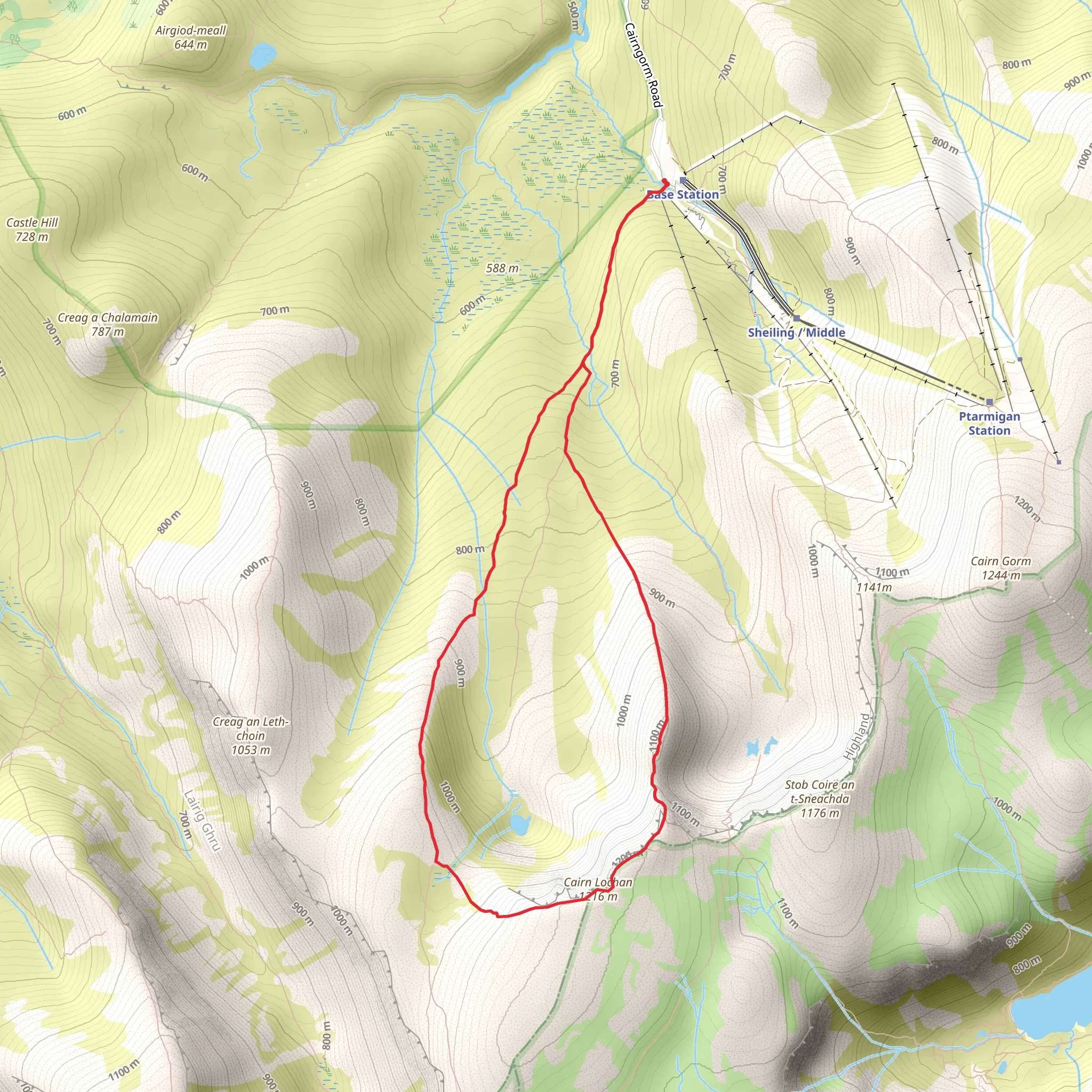 Cairn Lochan via Lurcher's Crag mobile static map