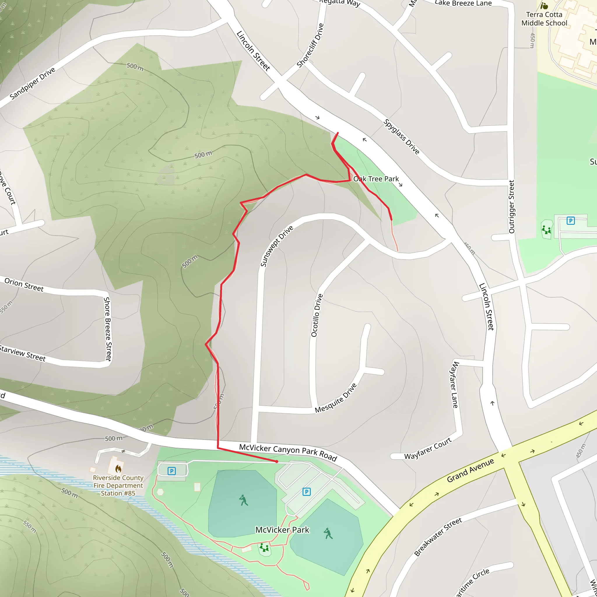 Oak Tree Park mobile static map