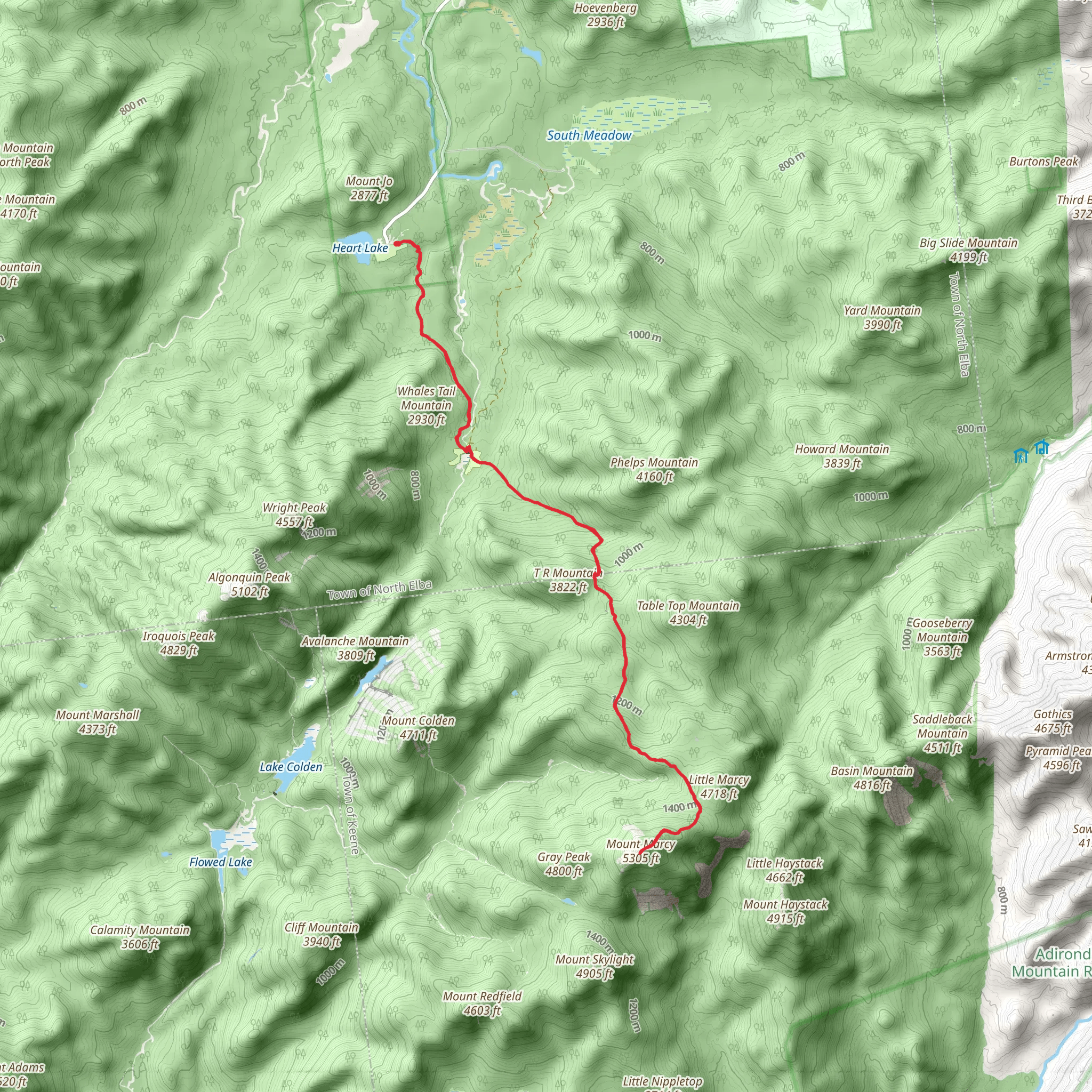 Mount Marcy Trail via Heart Lake mobile static map