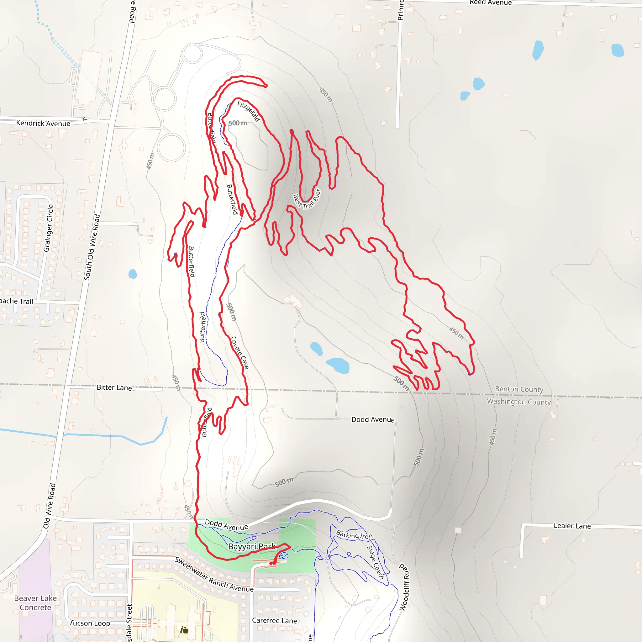 Butterfield and Best Trail Ever Loop mobile static map