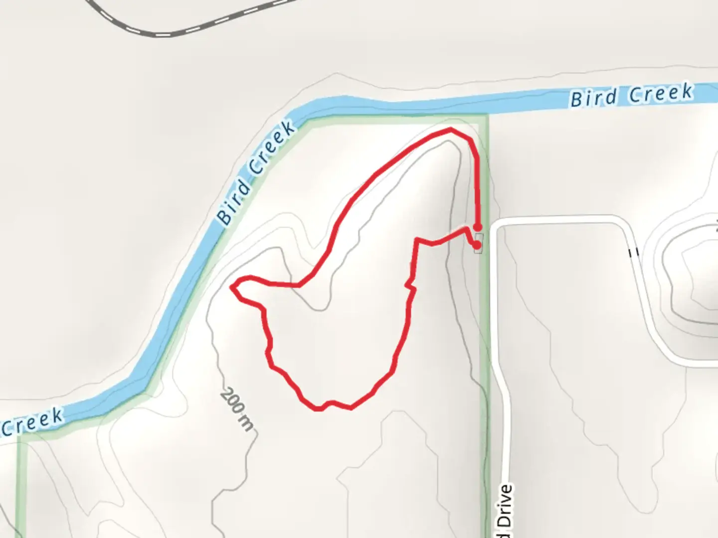 An image depicting the trail Loop along Bird Creek and its surrounding area.