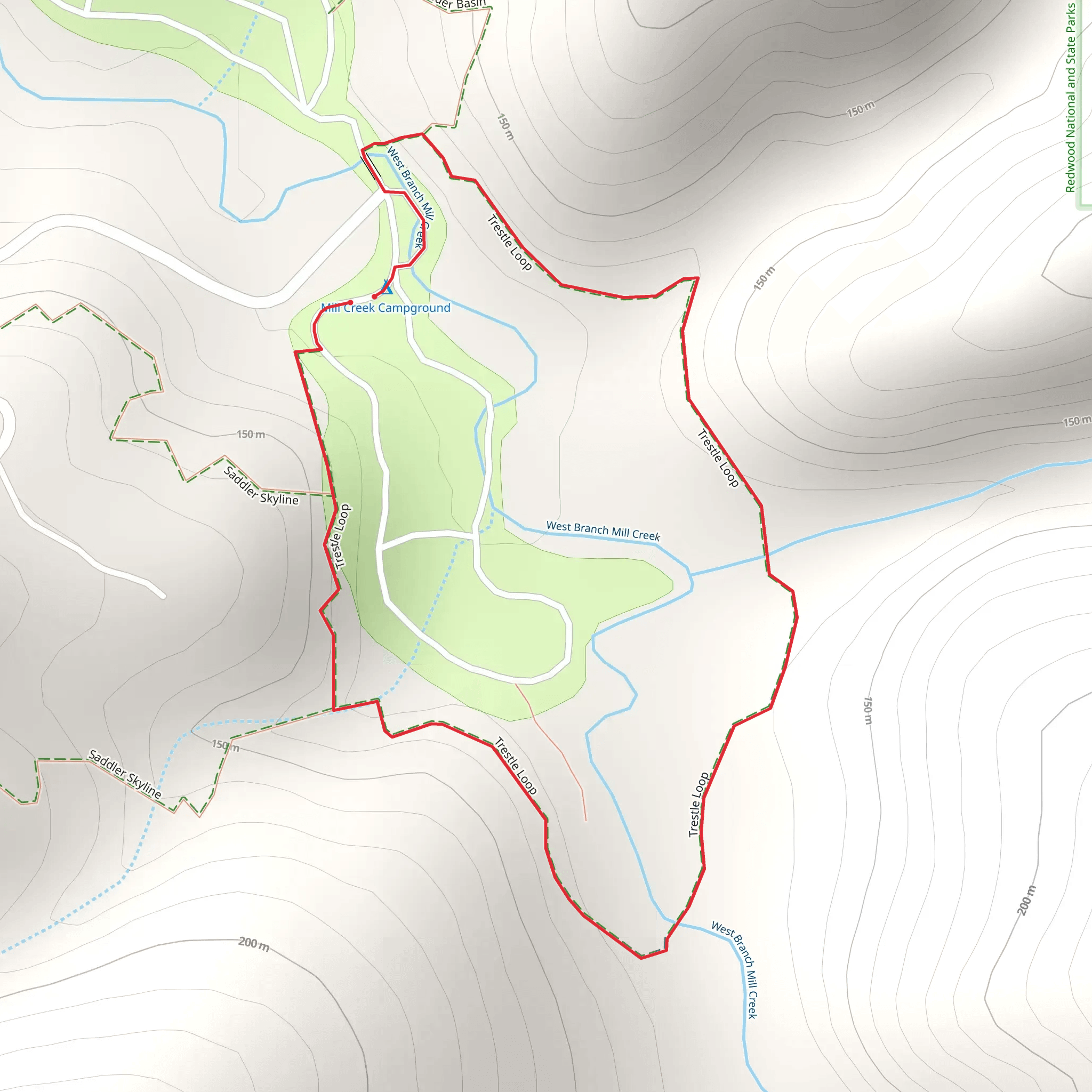 West Branch Mill Creek Loop mobile static map