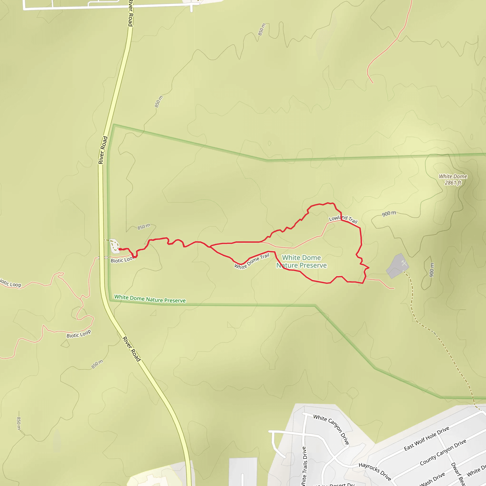 White Dome Trail and Lowland Trail mobile static map