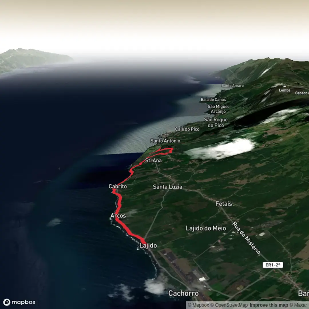 An image depicting the trail Lajido to Santana via Ponta Negra and Vigia Baleeria and its surrounding area.