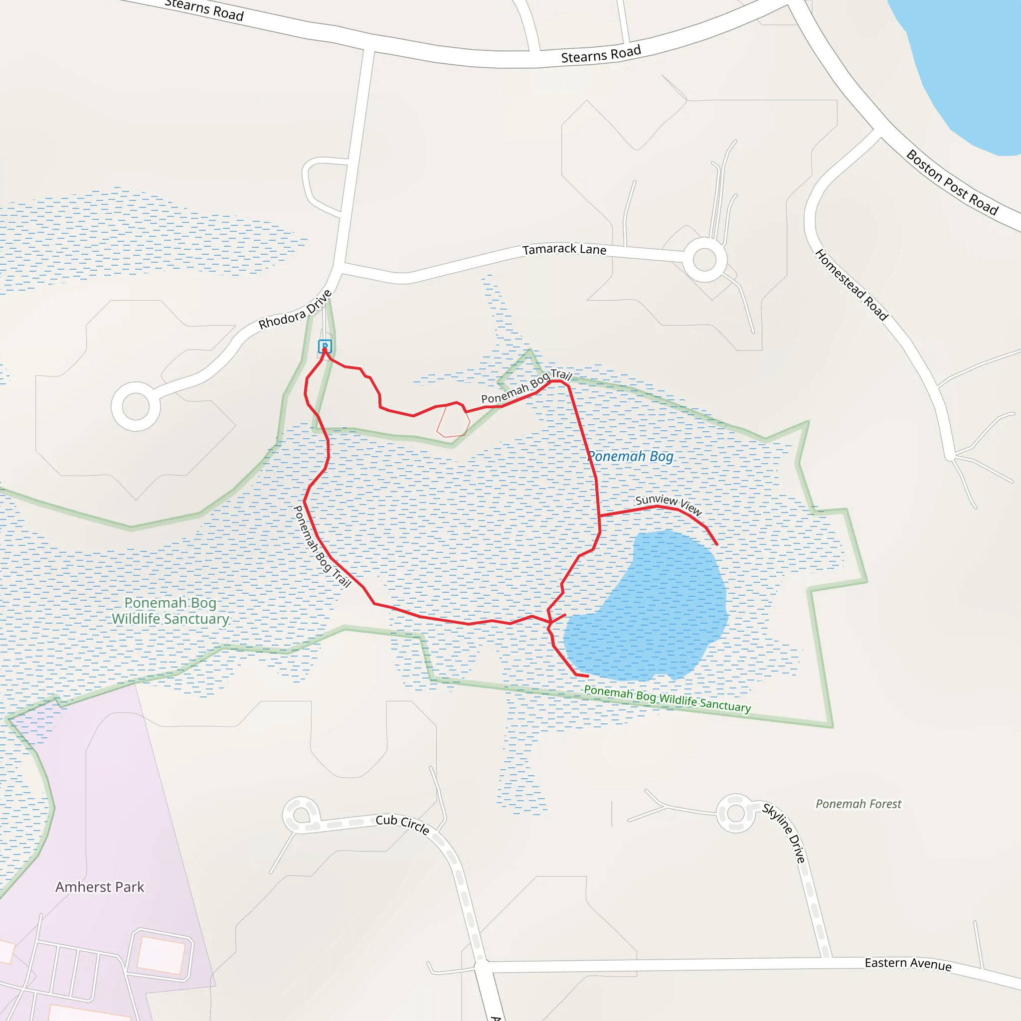 Sunview View Loop via Ponemah Bog Trail mobile static map