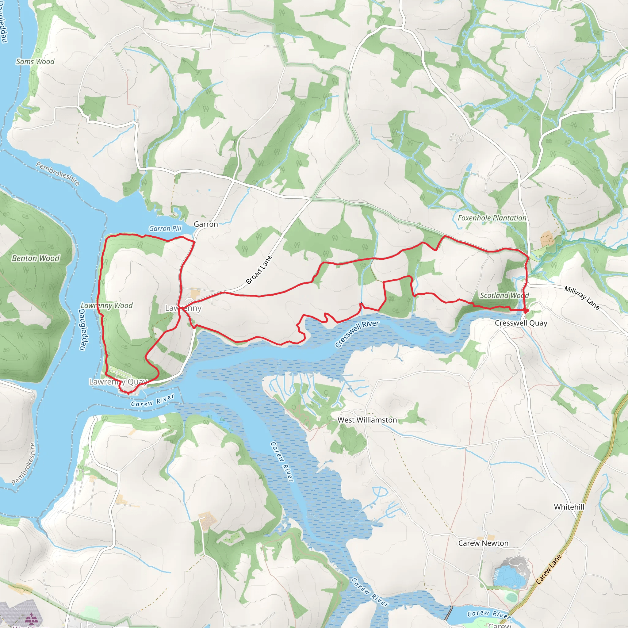 Cresswell Quay and Lawrenny (23) mobile static map
