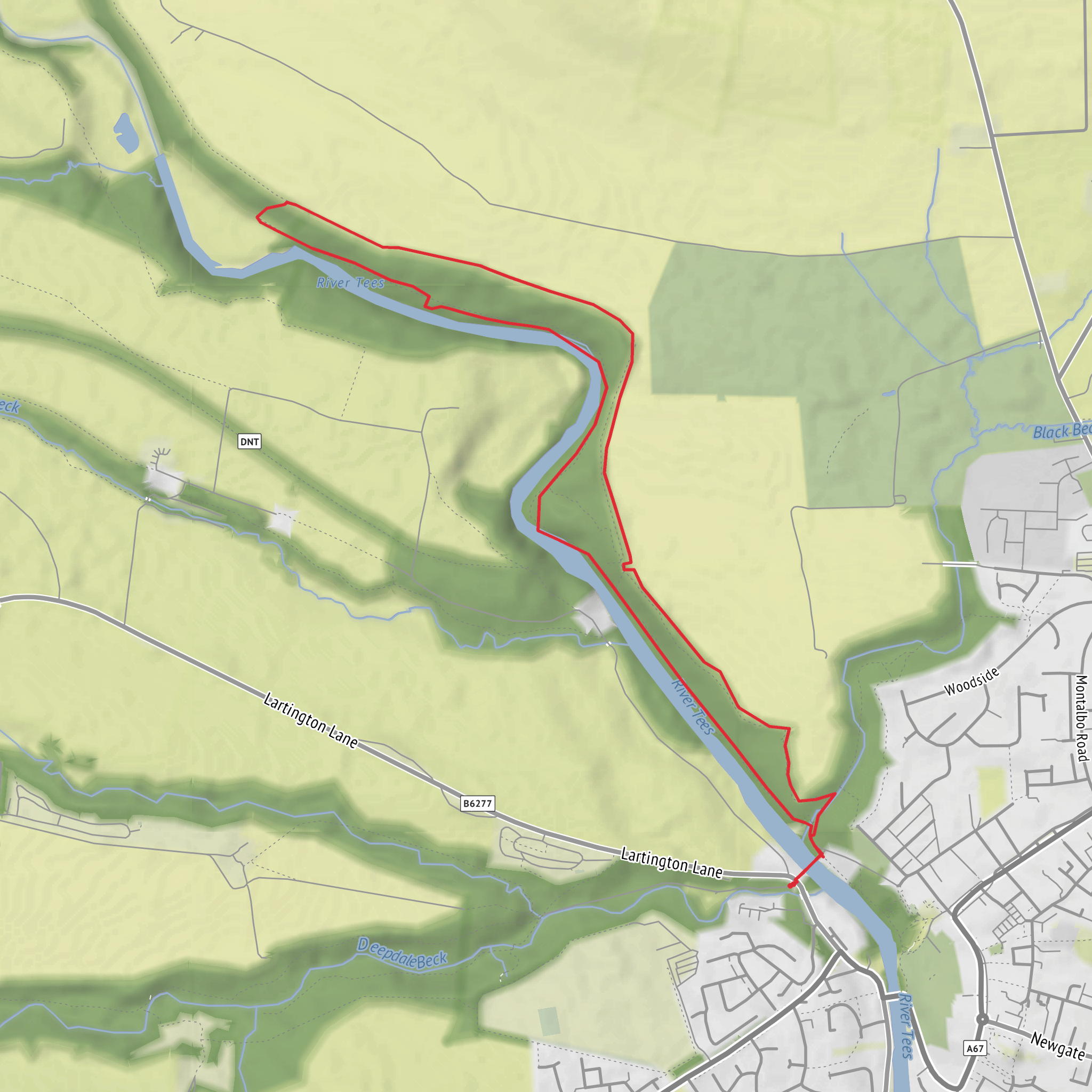 The Lost Spa Walk, Barnard Castle mobile static map