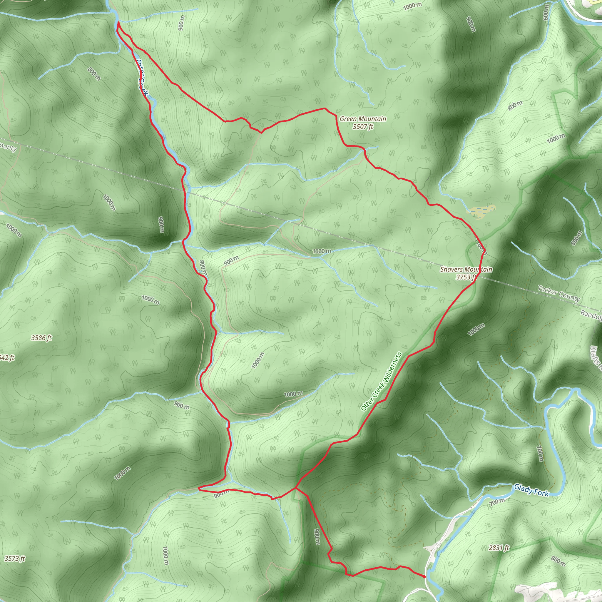 Shavers Mountain and Green Mountain Loop mobile static map