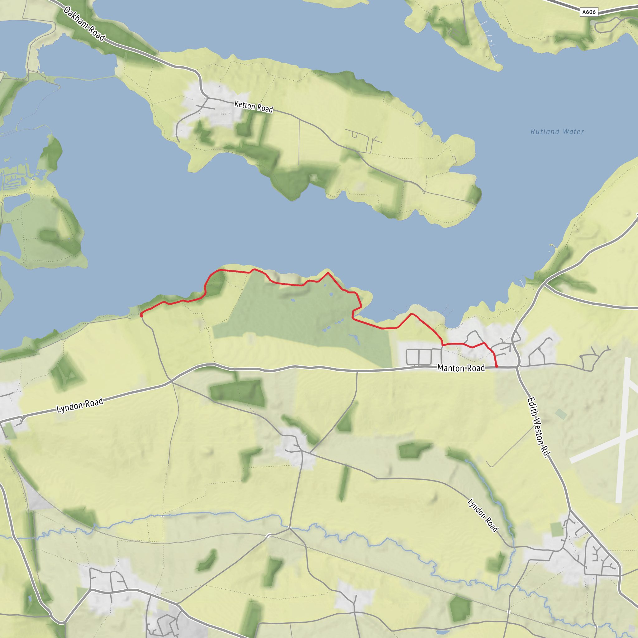 Lyndon Top to Edith Weston village mobile static map