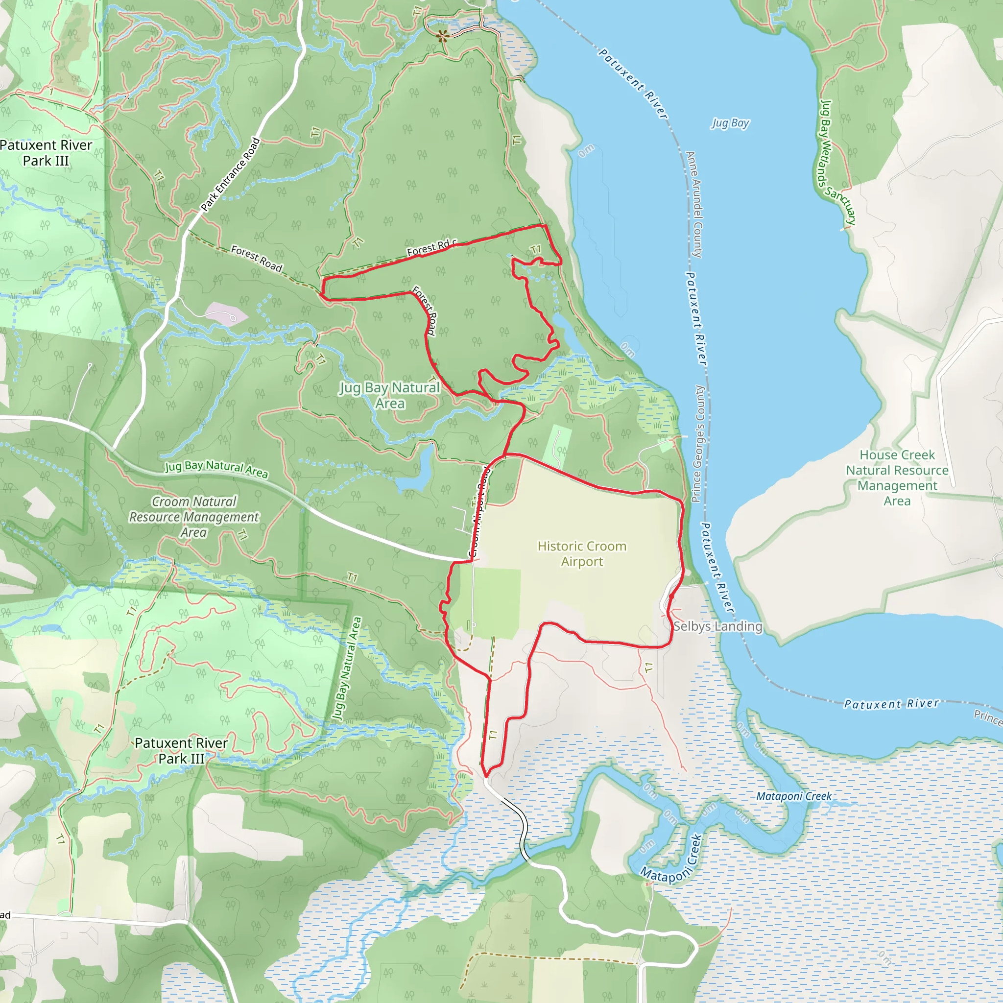 Patuxent River Park Loop mobile static map