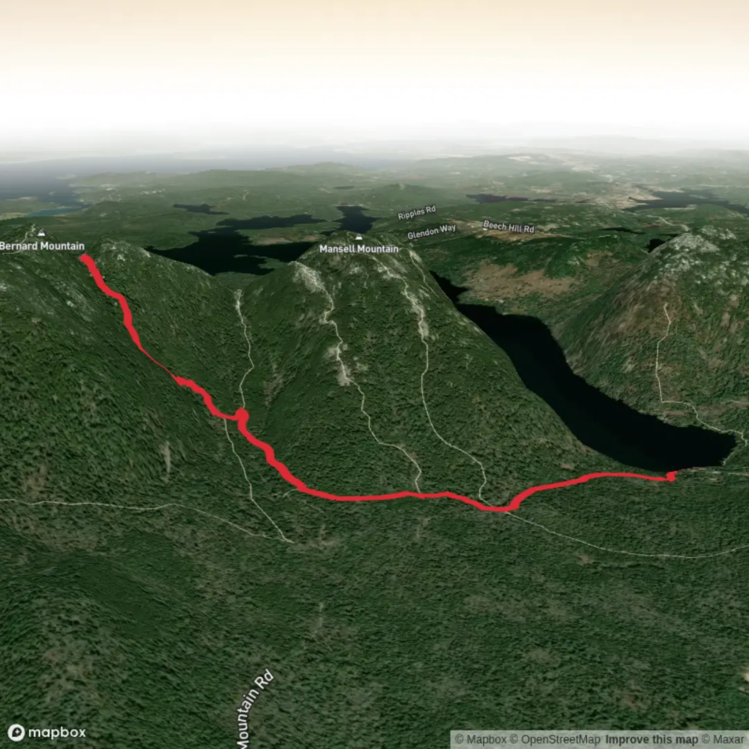 An image depicting the trail Little Notch via Cold Brook Trail, Gilley Trail and Sluiceway Trail and its surrounding area.