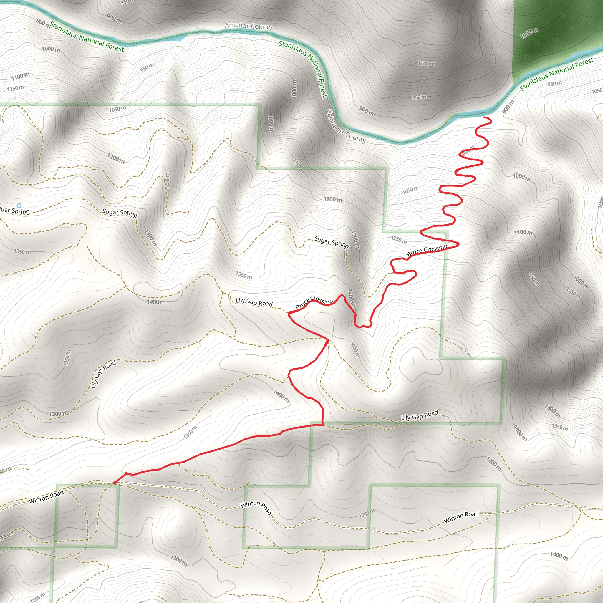 North Fork Mokelumne River via Bruce Crossing mobile static map
