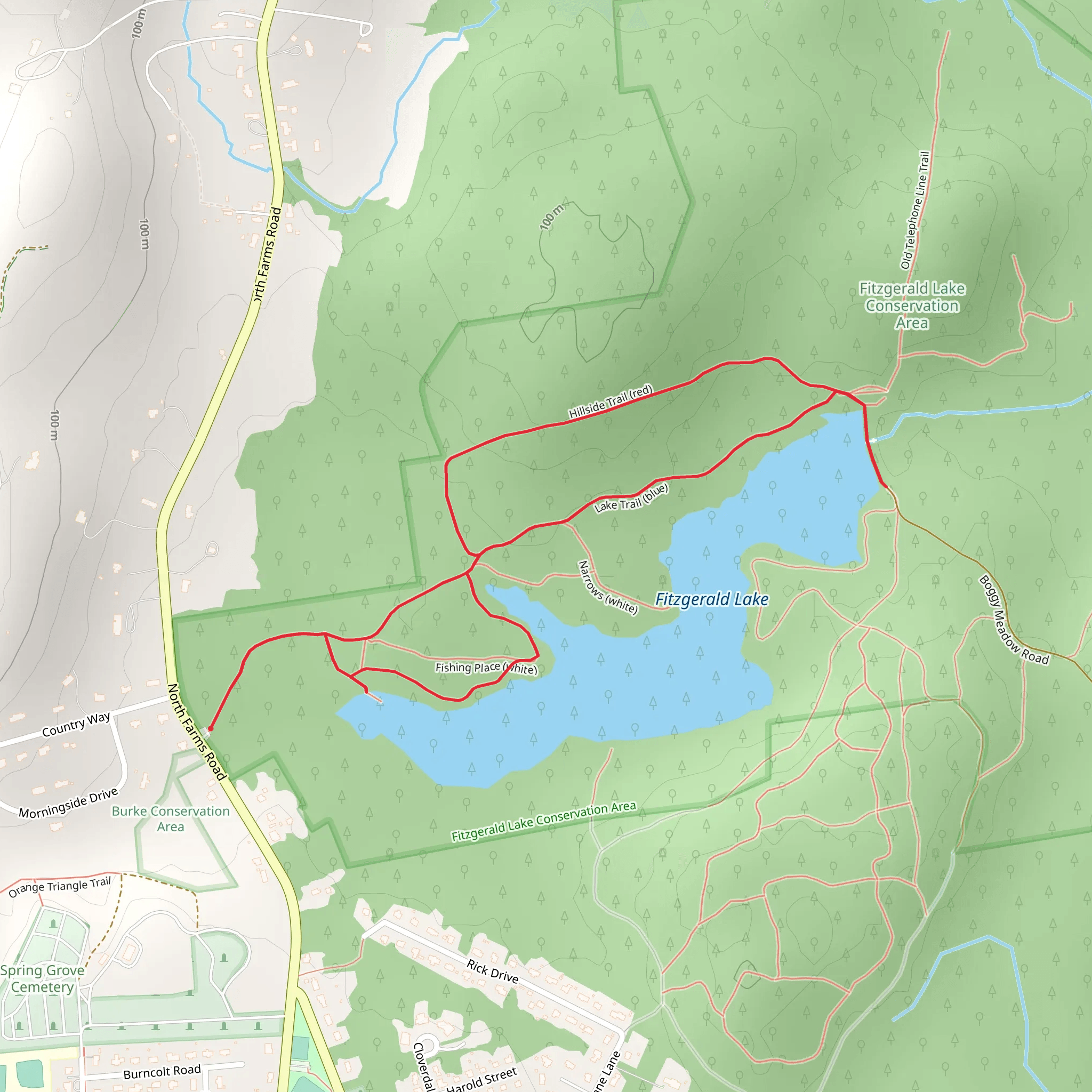 Fitzgerald Lake via Hillside Trail and Lake Trail - Blue mobile static map