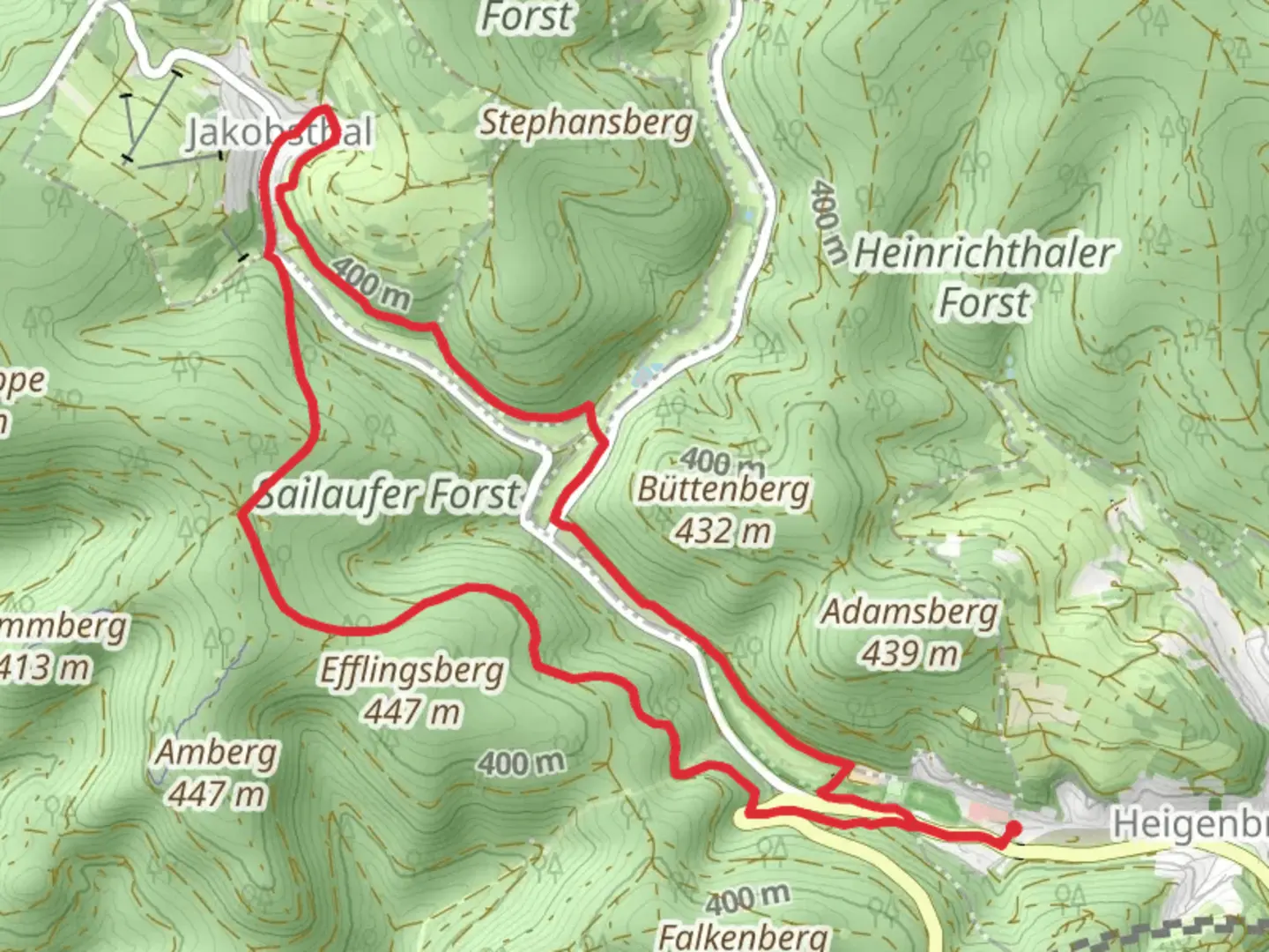 An image depicting the trail Schneckenweg and Kulturweg Spessartrampe Loop and its surrounding area.