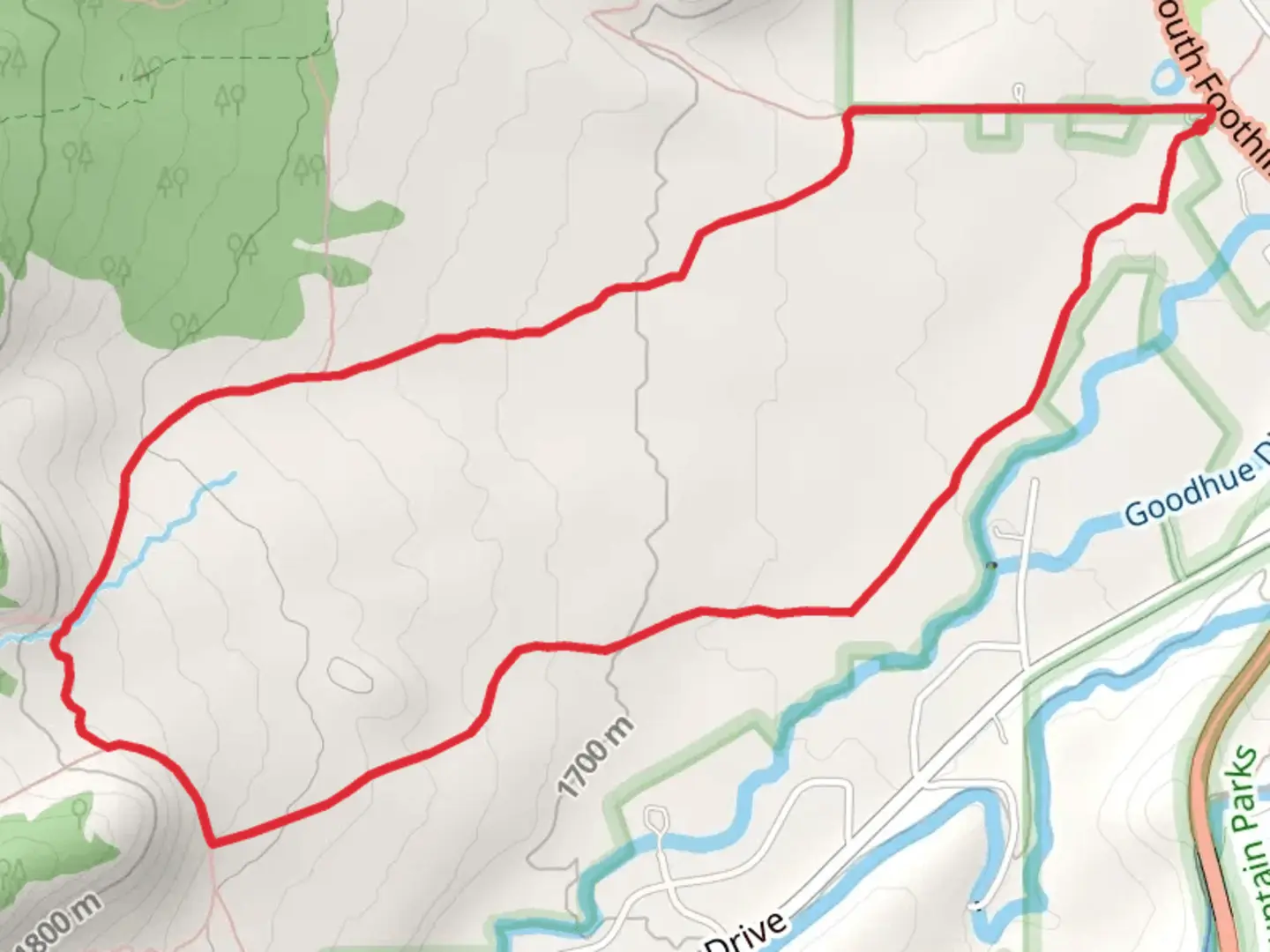 An image depicting the trail South Boulder Creek West Loop Trail and its surrounding area.