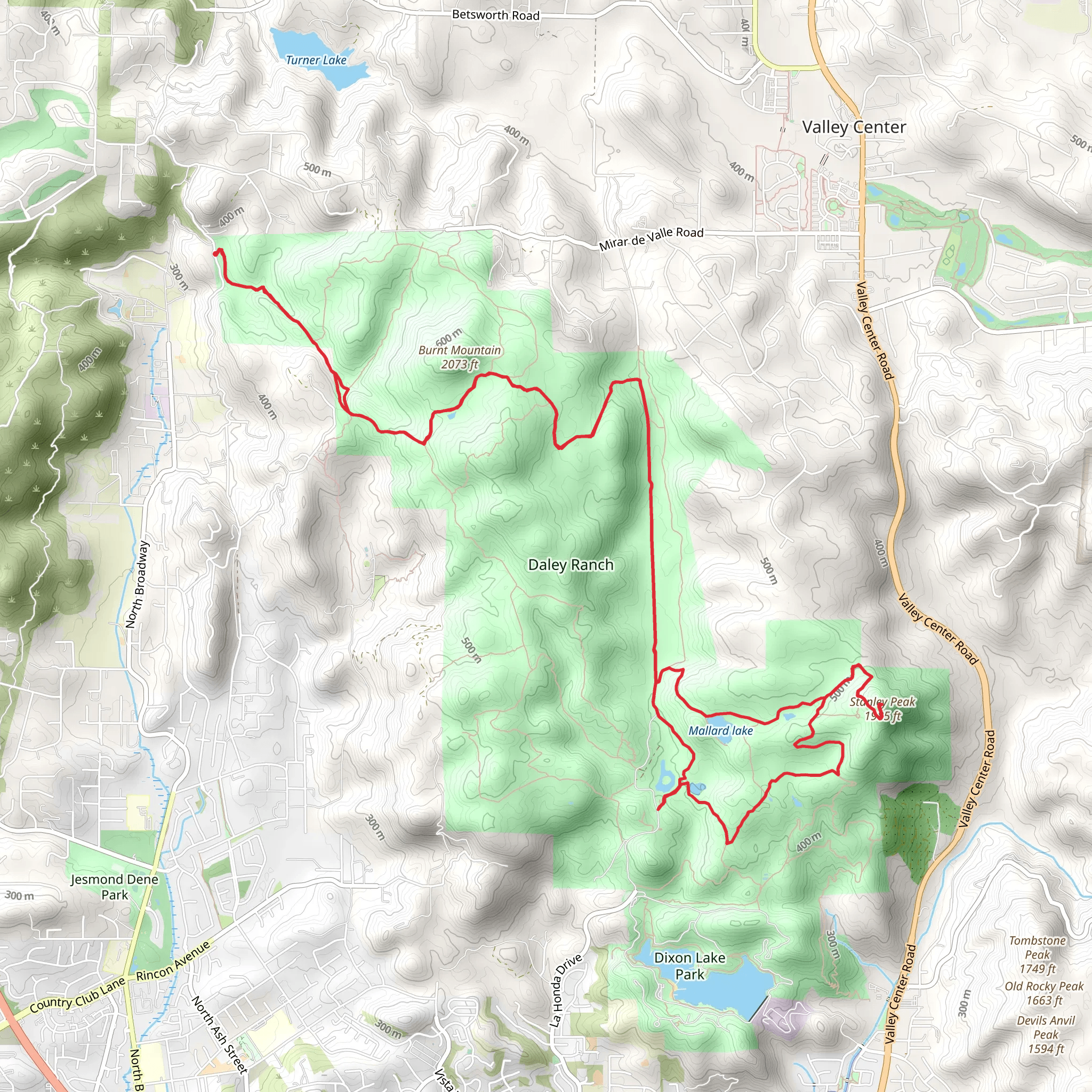 Cougar Ridge, Mallard Lake, Stanley Peak and East Ridge Loop Trail mobile static map