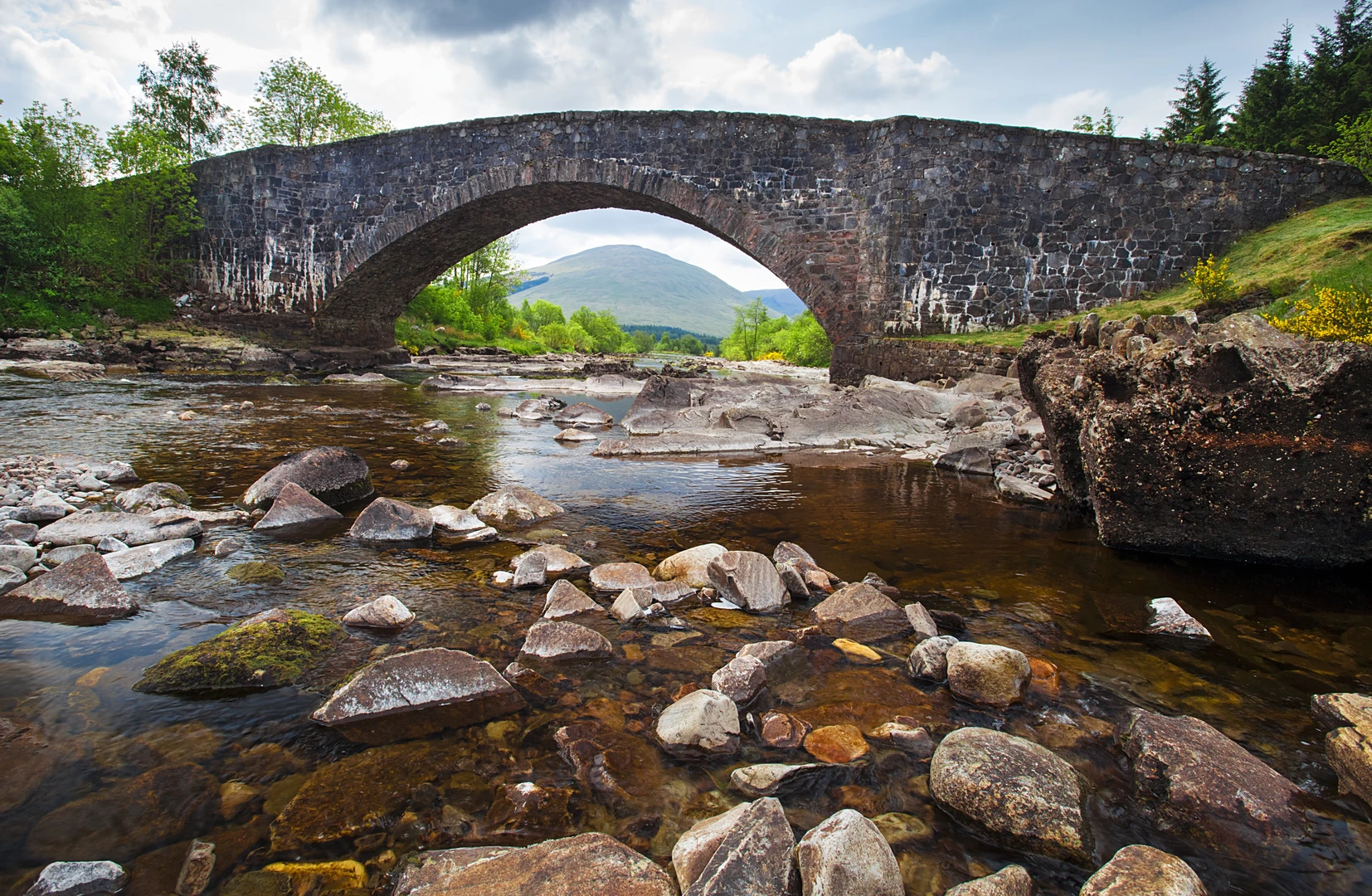 An image depicting the trail Stob a'Choire Odhair from Bridge of Orchy and its surrounding area.