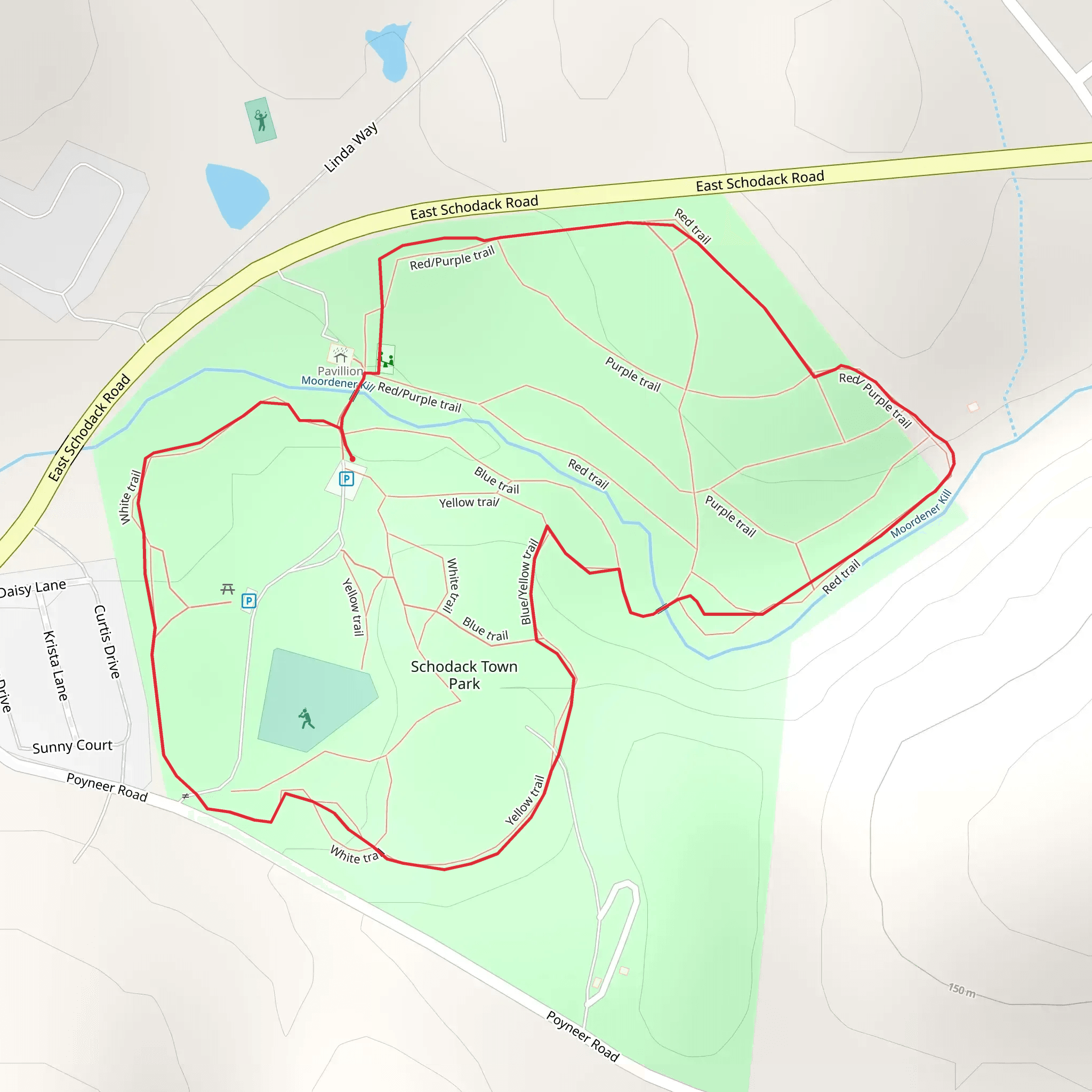 Moordener Kill Loop via Red - Yellow - White Trail mobile static map