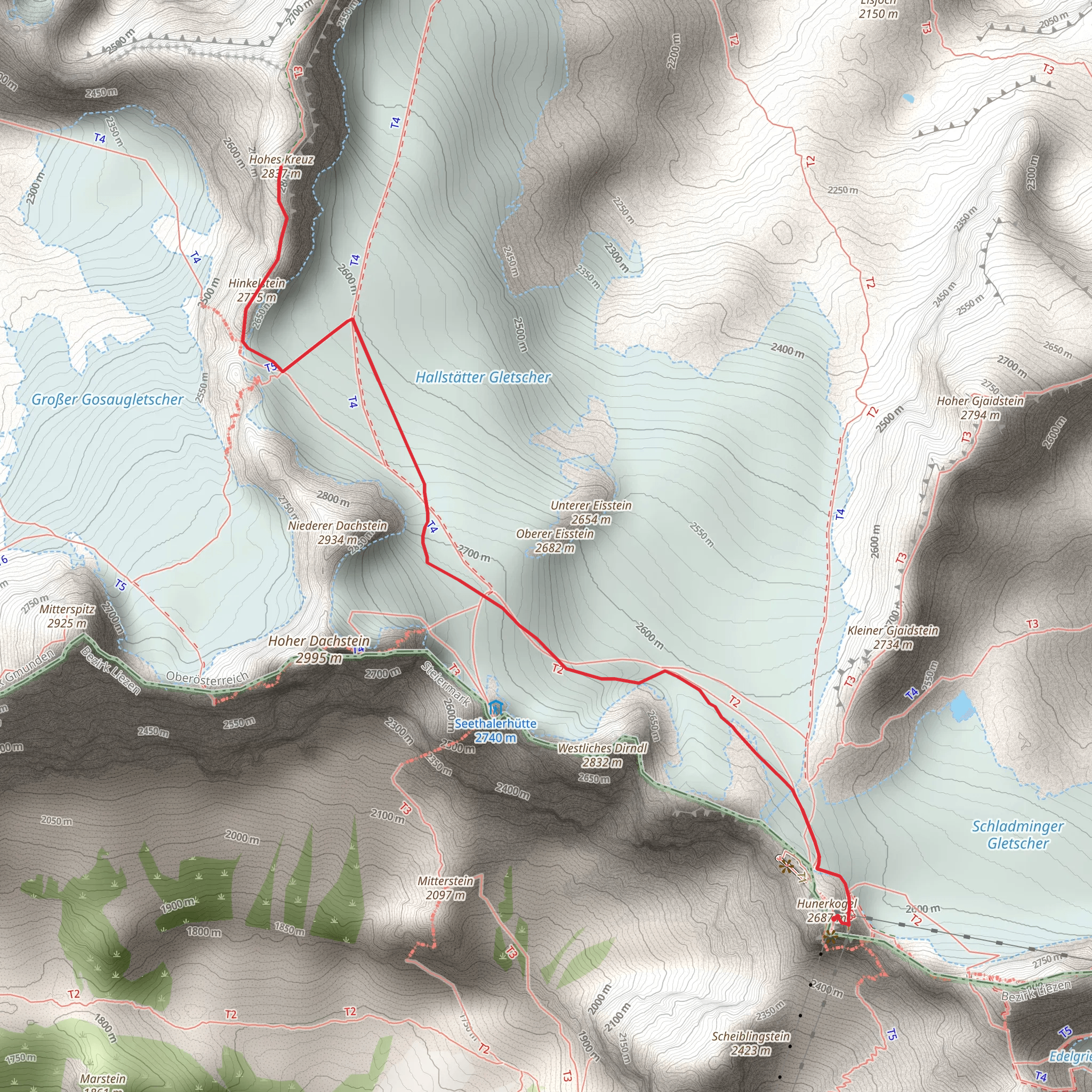 Dachstein Skywalk - Hohes Kreuz Trail mobile static map
