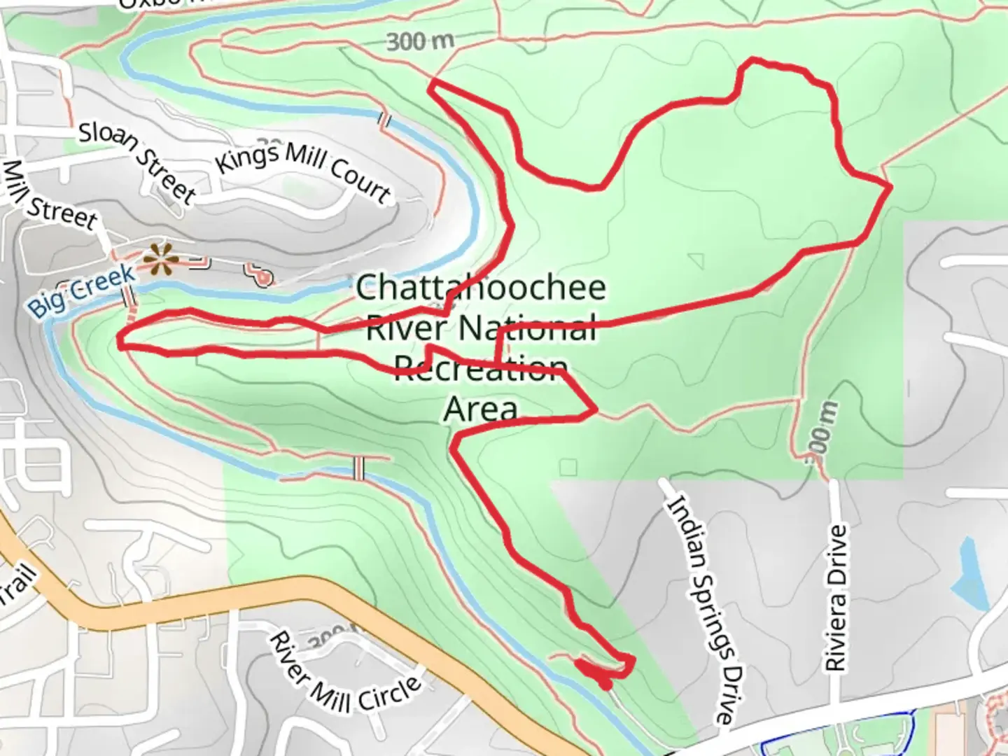 An image depicting the trail Vickery Creek Trail Loop and its surrounding area.