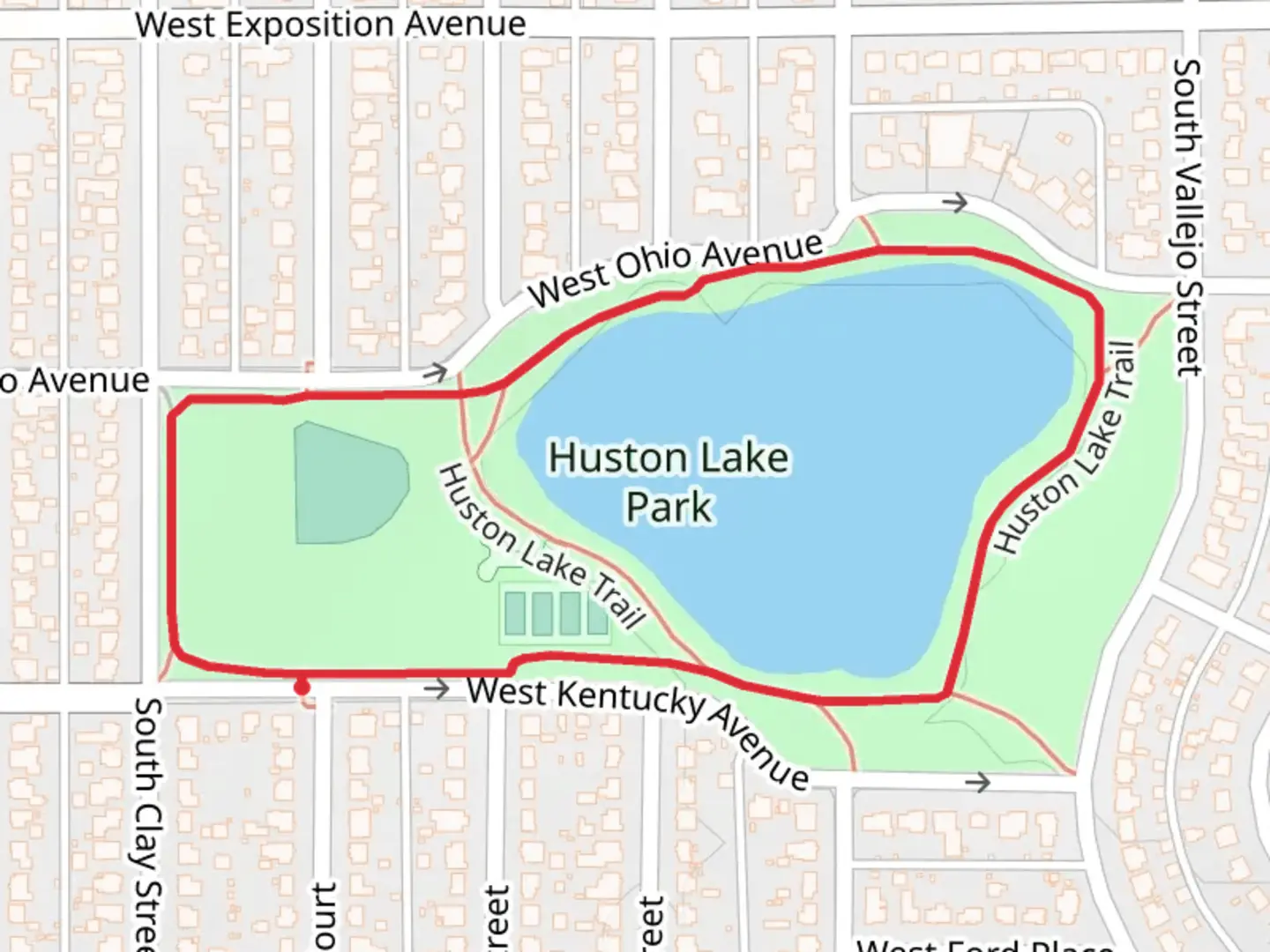 An image depicting the trail Huston Lake Loop and its surrounding area.