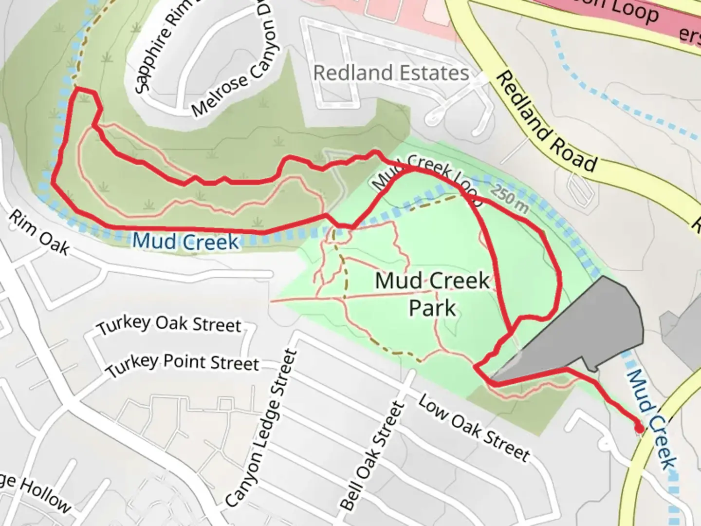 An image depicting the trail Mud Creek Loop and its surrounding area.
