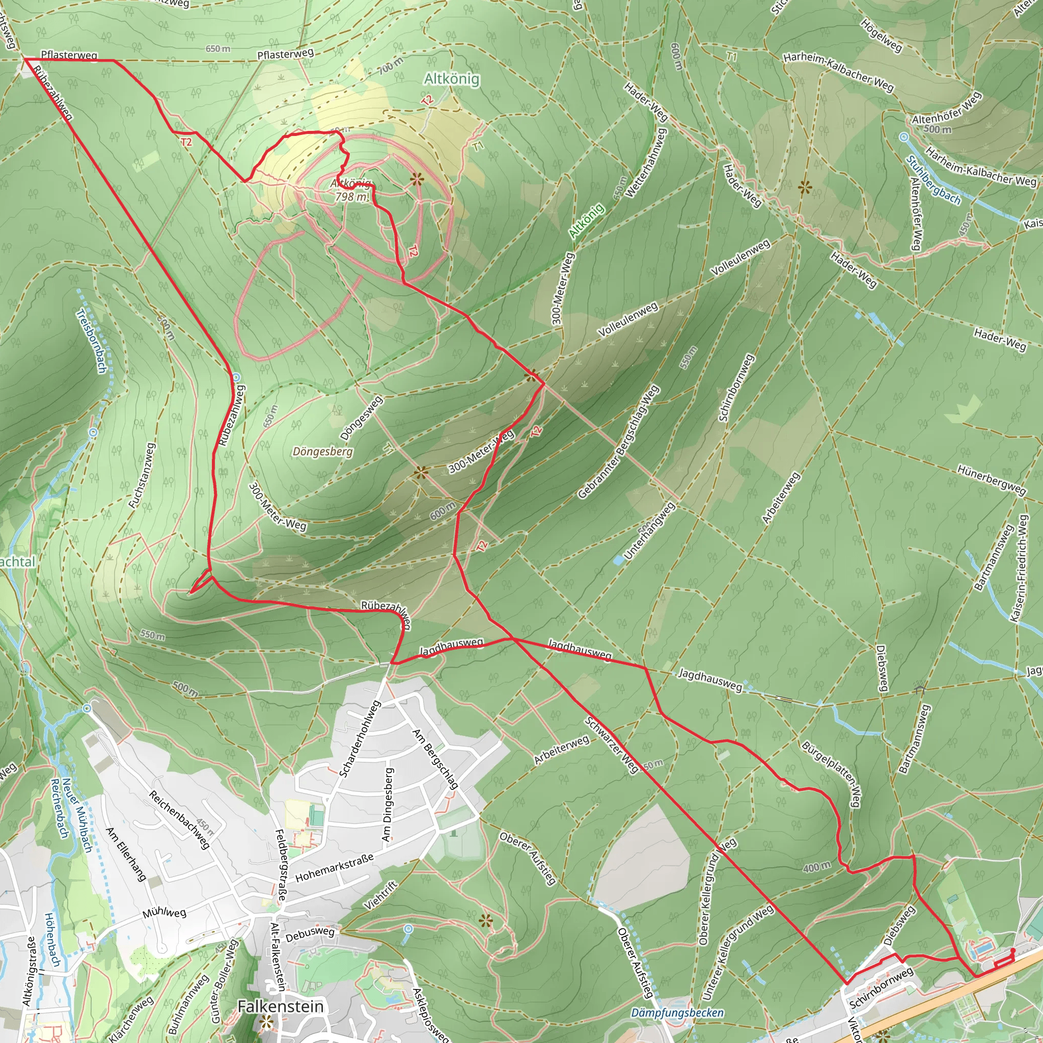 Bürgel-Platte and Altkönig via Taunusklub Route mobile static map