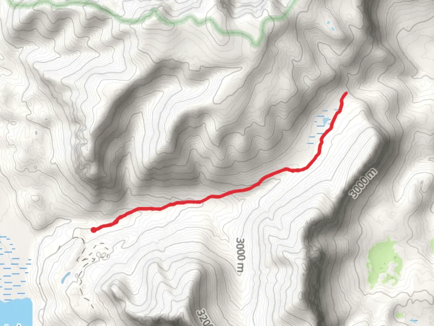 An image depicting the trail Bonneville Pass via Du Noir Trail and its surrounding area.