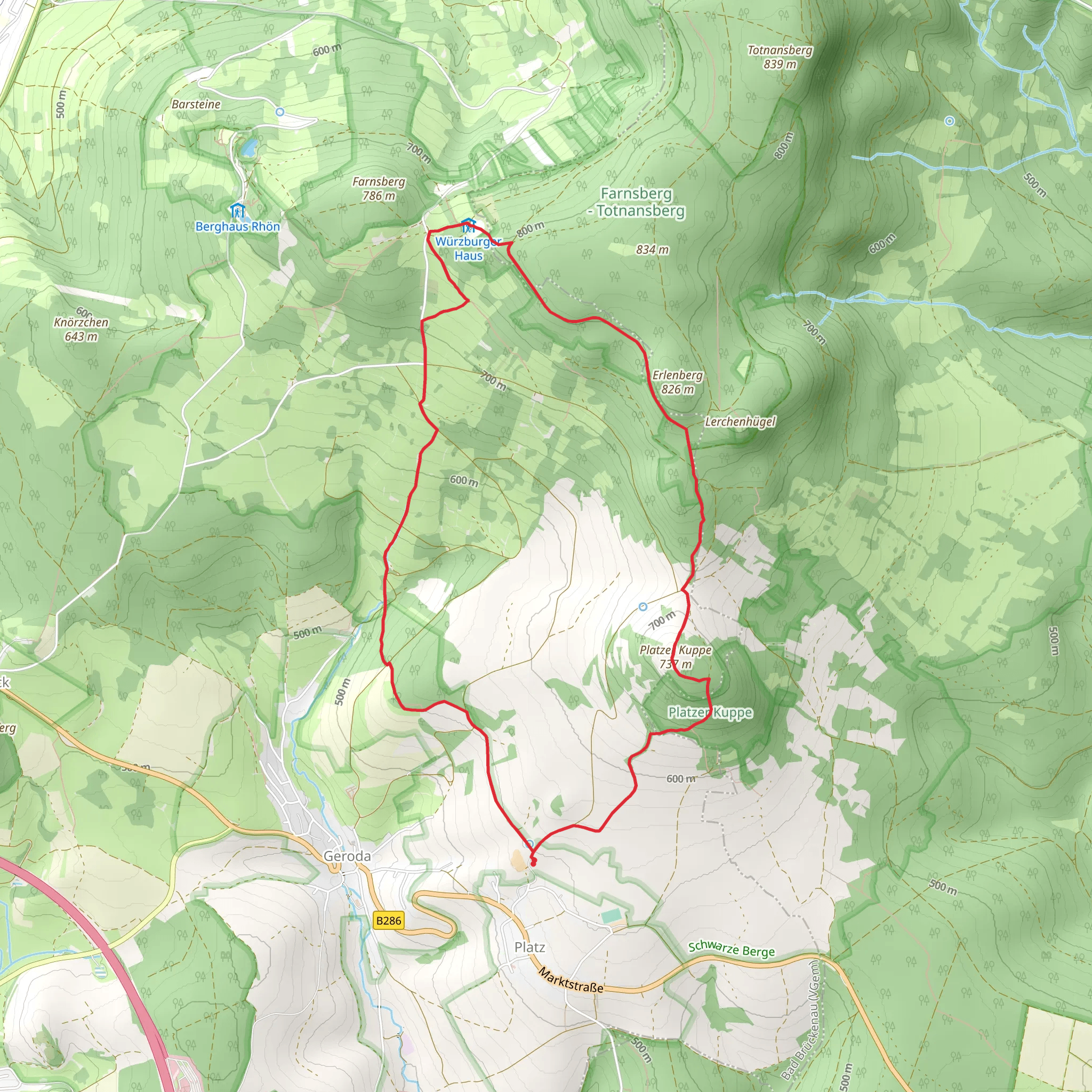 Platzer Kuppe Loop via Extratour Kuppenweg mobile static map