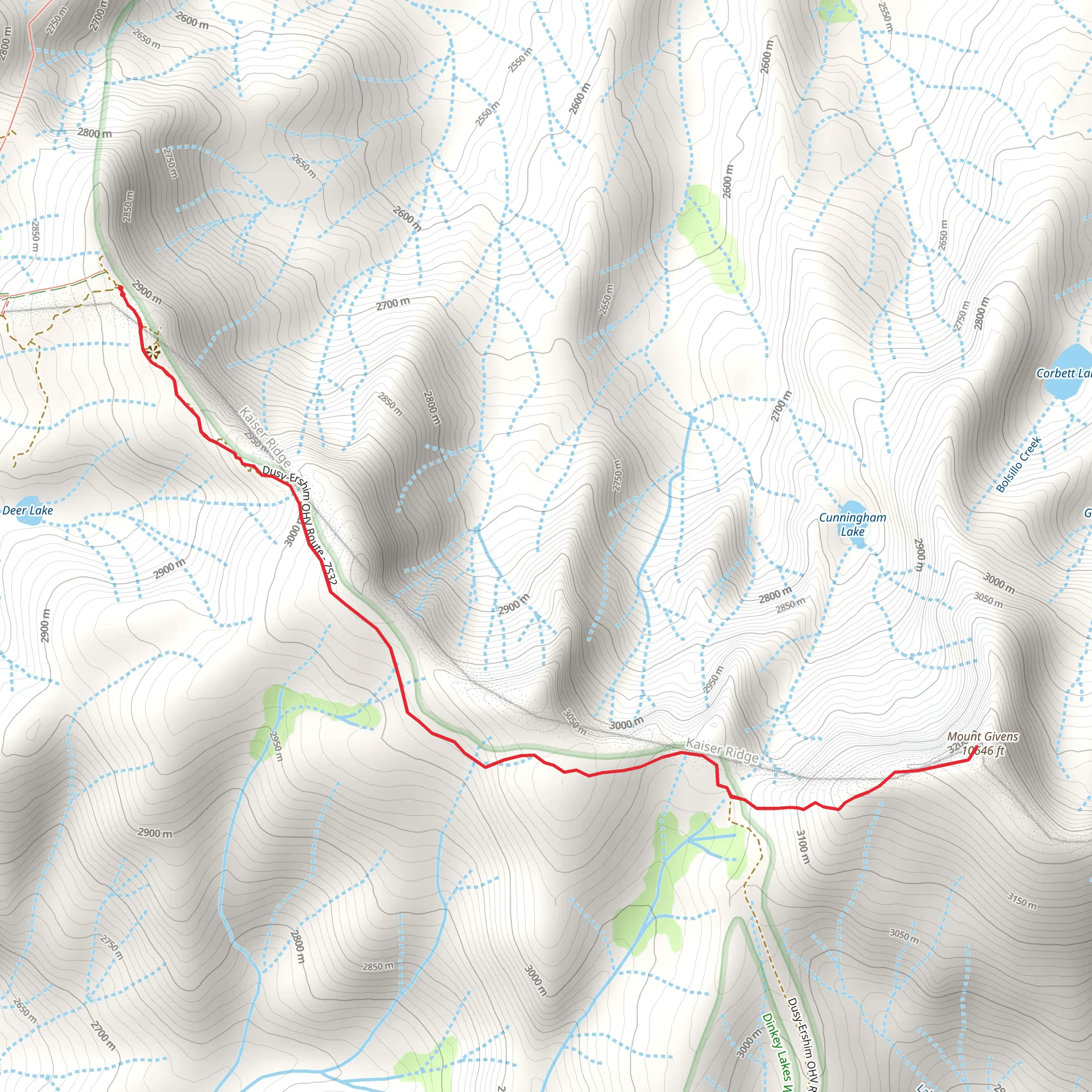 Mount Givens - White Bark Vista Trail mobile static map