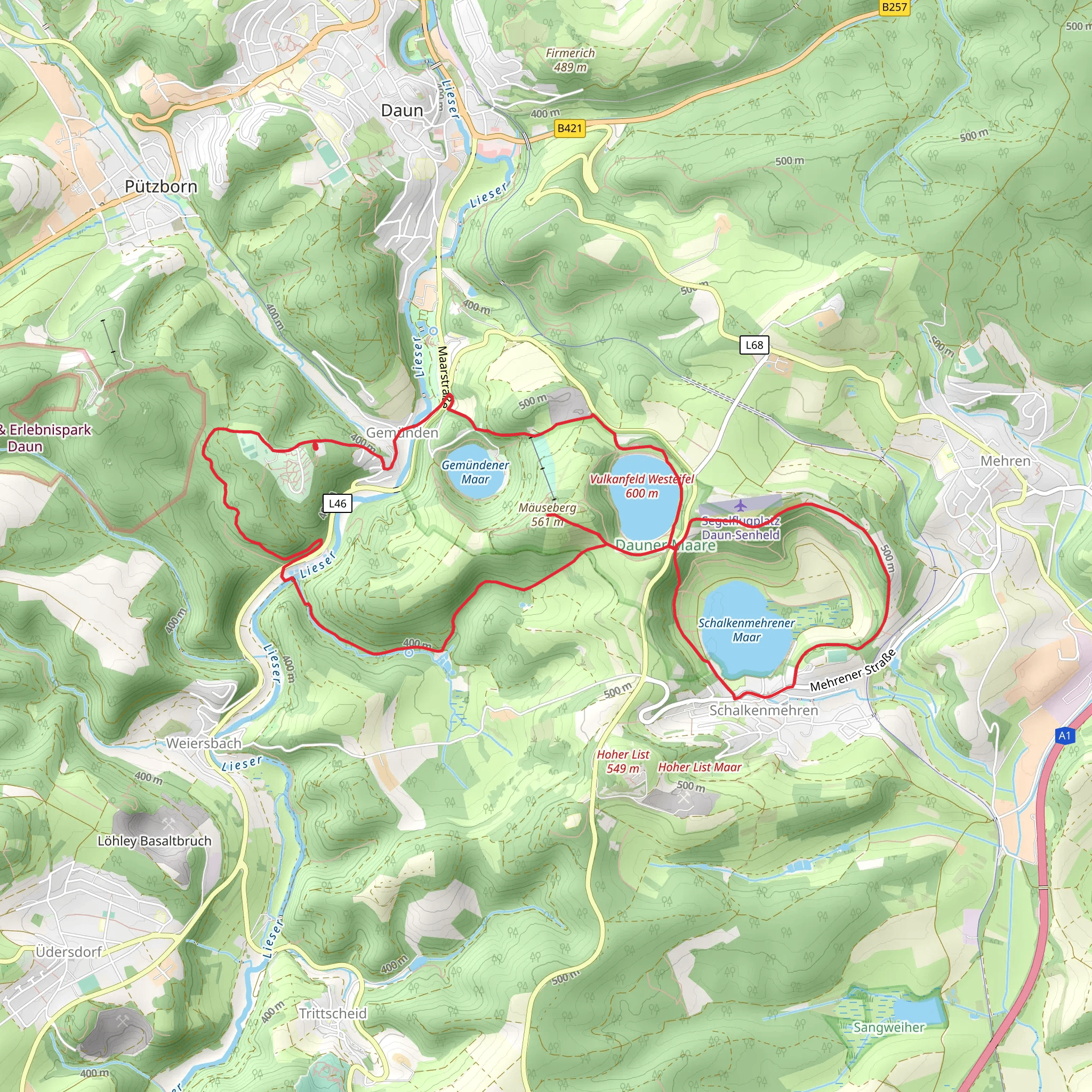 Dronketurm and Weinfelder Maar Loop mobile static map
