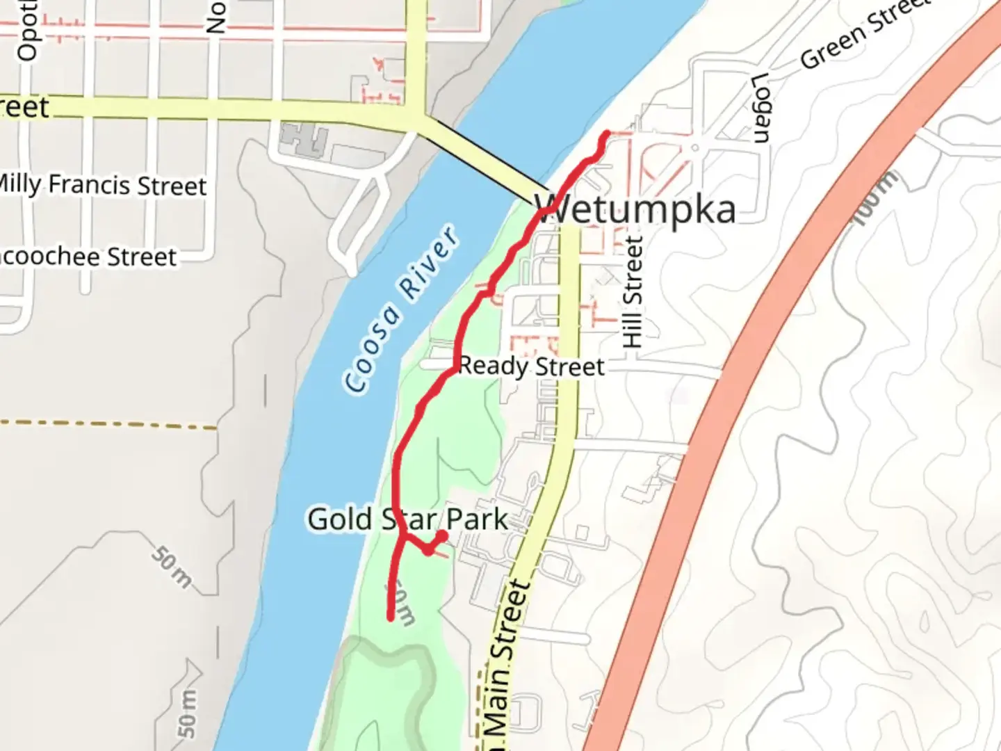 An image depicting the trail Gold Star Park Walk and its surrounding area.