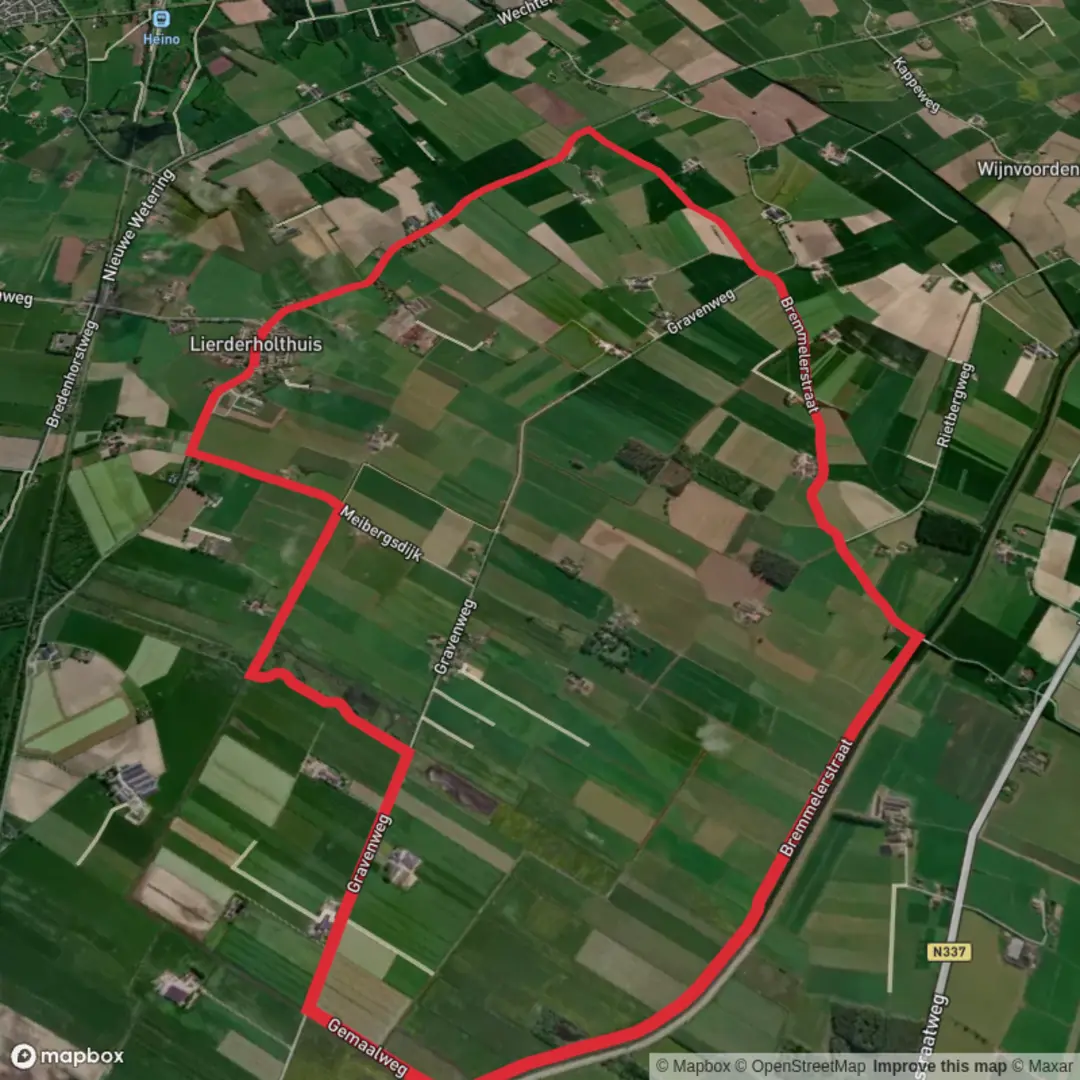 An image depicting the trail Lierderholthuis Loop and its surrounding area.