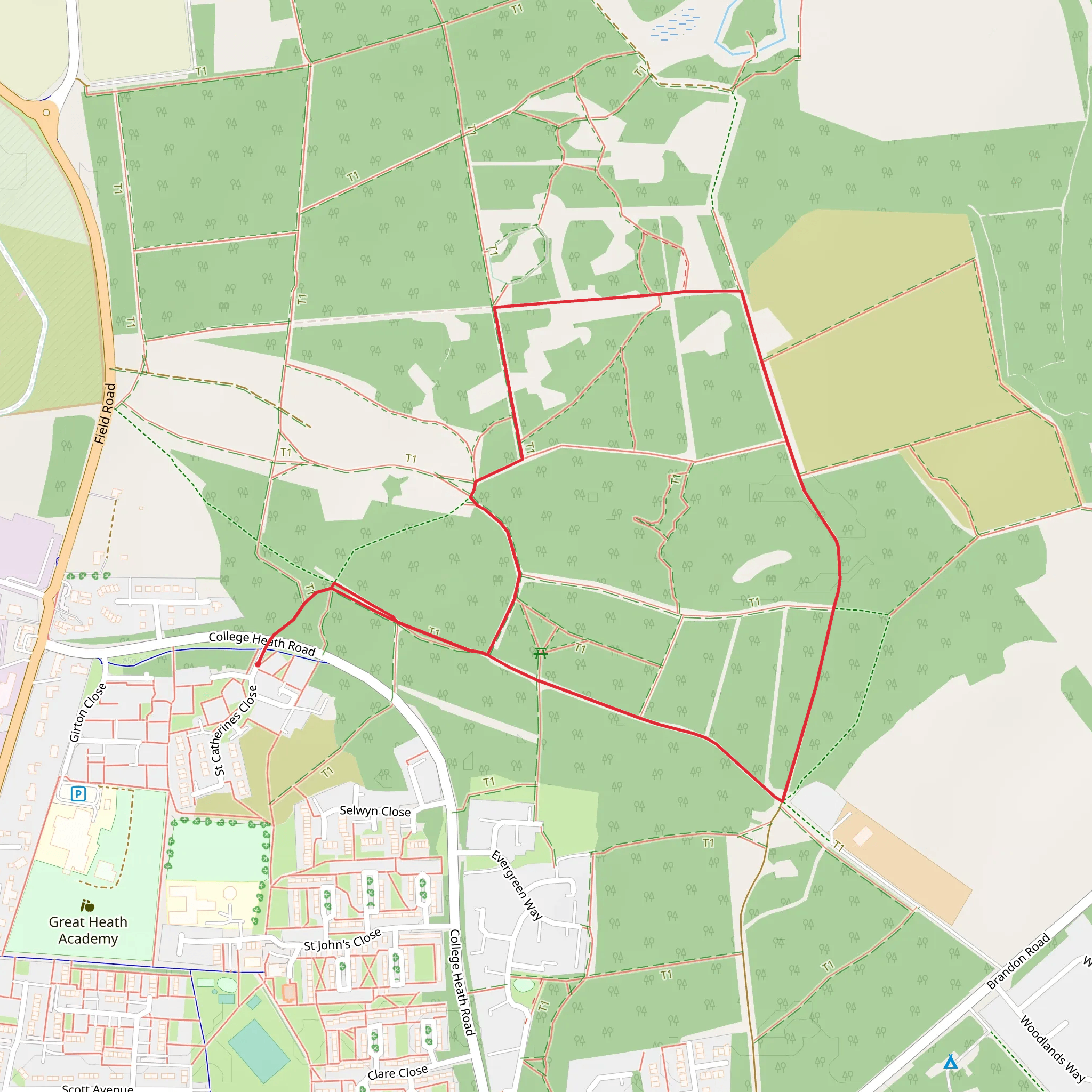 Marshall Woods Short Loop mobile static map