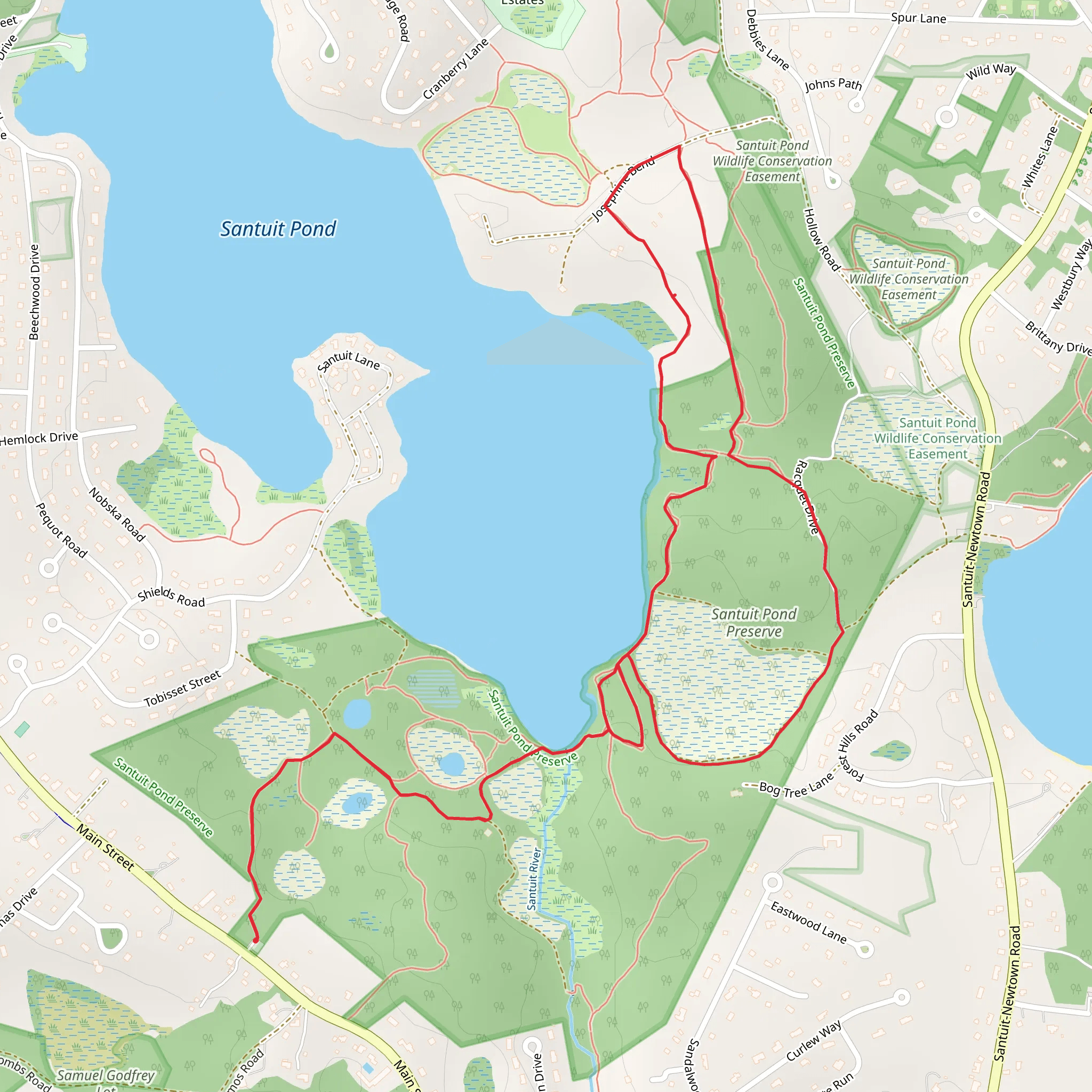 Santuit Pond East Loop Trail mobile static map