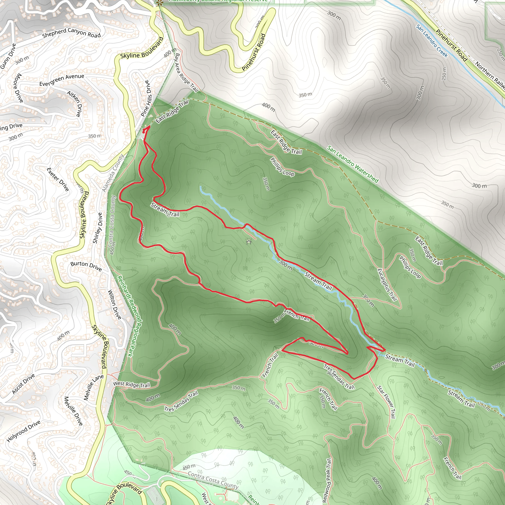 West Ridge and French Loop Trail mobile static map