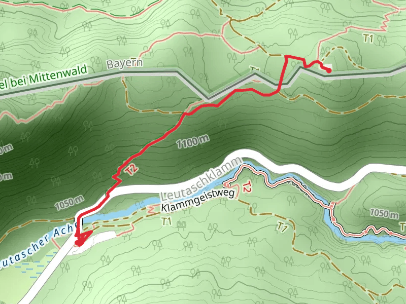 Klammstueberl to Berggasthaus Ederkanzel via Leutascher Ache
