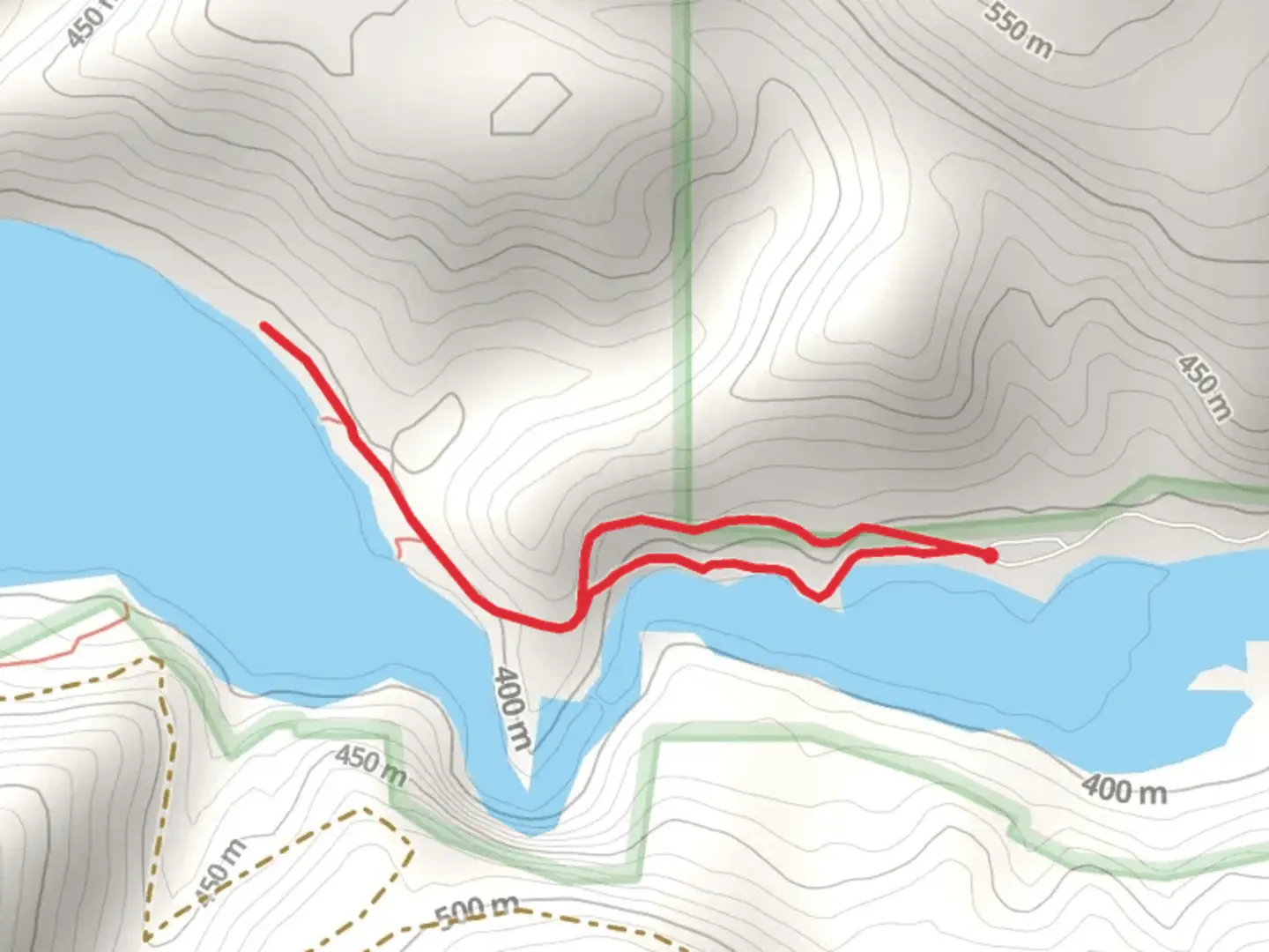 An image depicting the trail Hawk Creek Road North and its surrounding area.