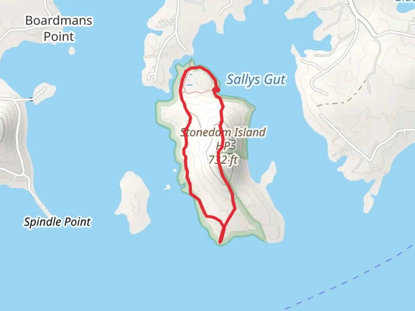 An image depicting the trail Stonedam Island HP Loop and its surrounding area.