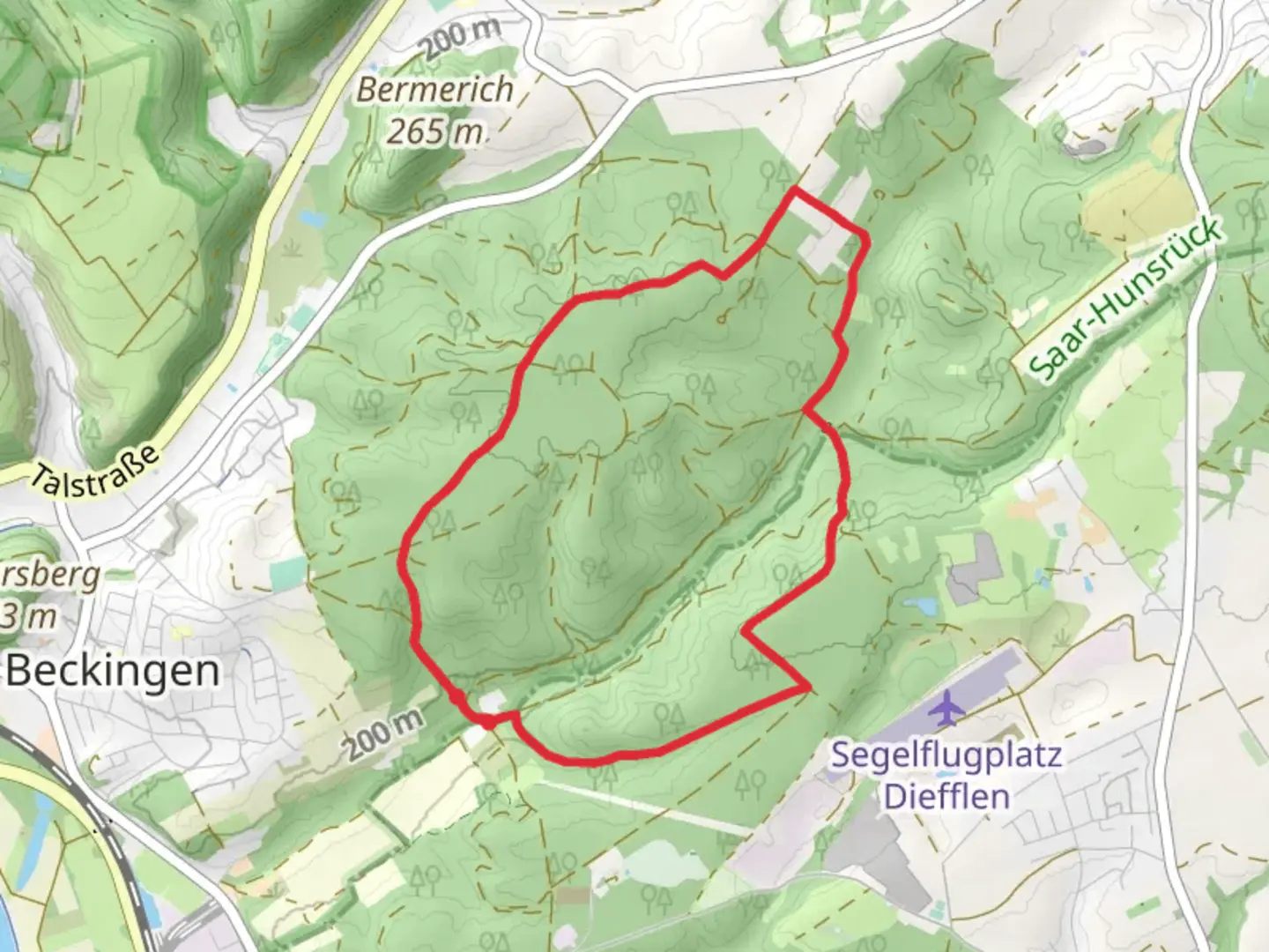 An image depicting the trail Kondeler Mühle Loop and its surrounding area.