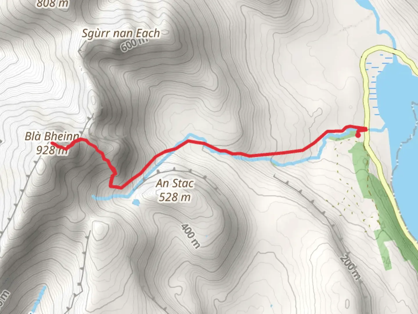 An image depicting the trail Bla beinn and its surrounding area.