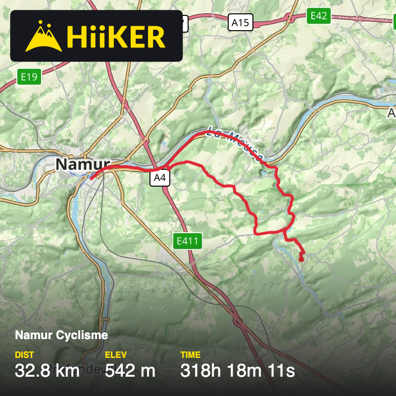 A map preview of the recording Namur Cyclisme.