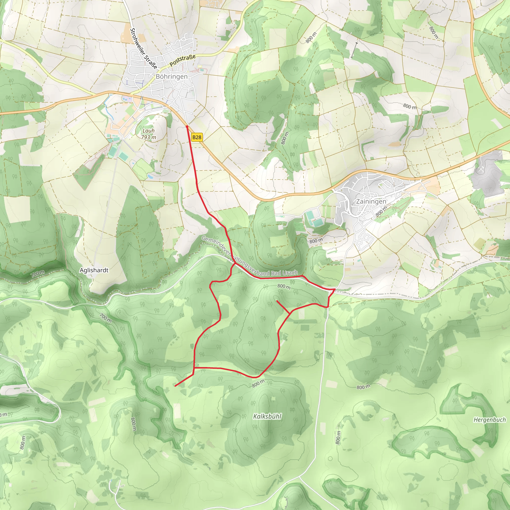Hursch-Turm via Fischburhtal Zainingen mobile static map