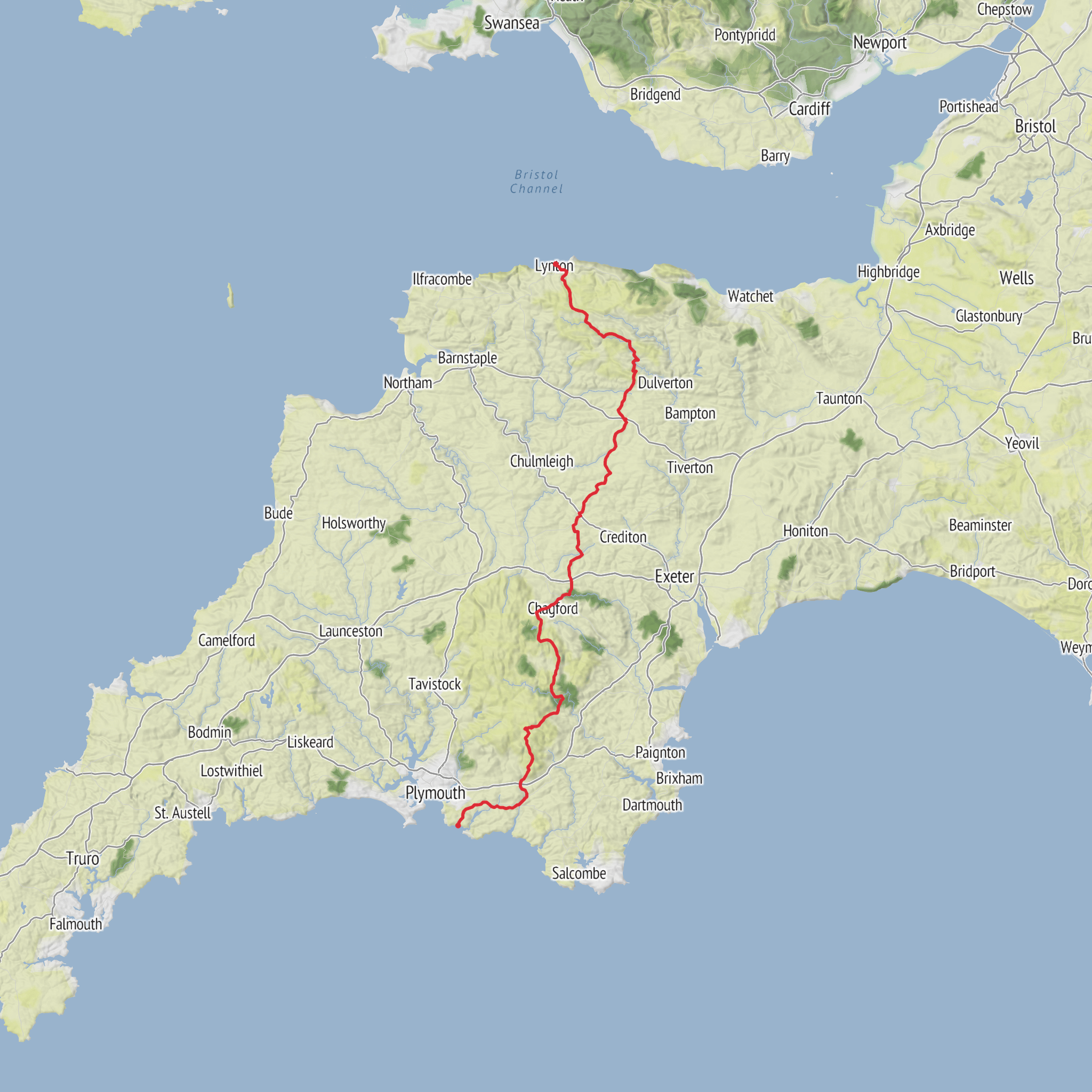 Two Moors Way mobile static map