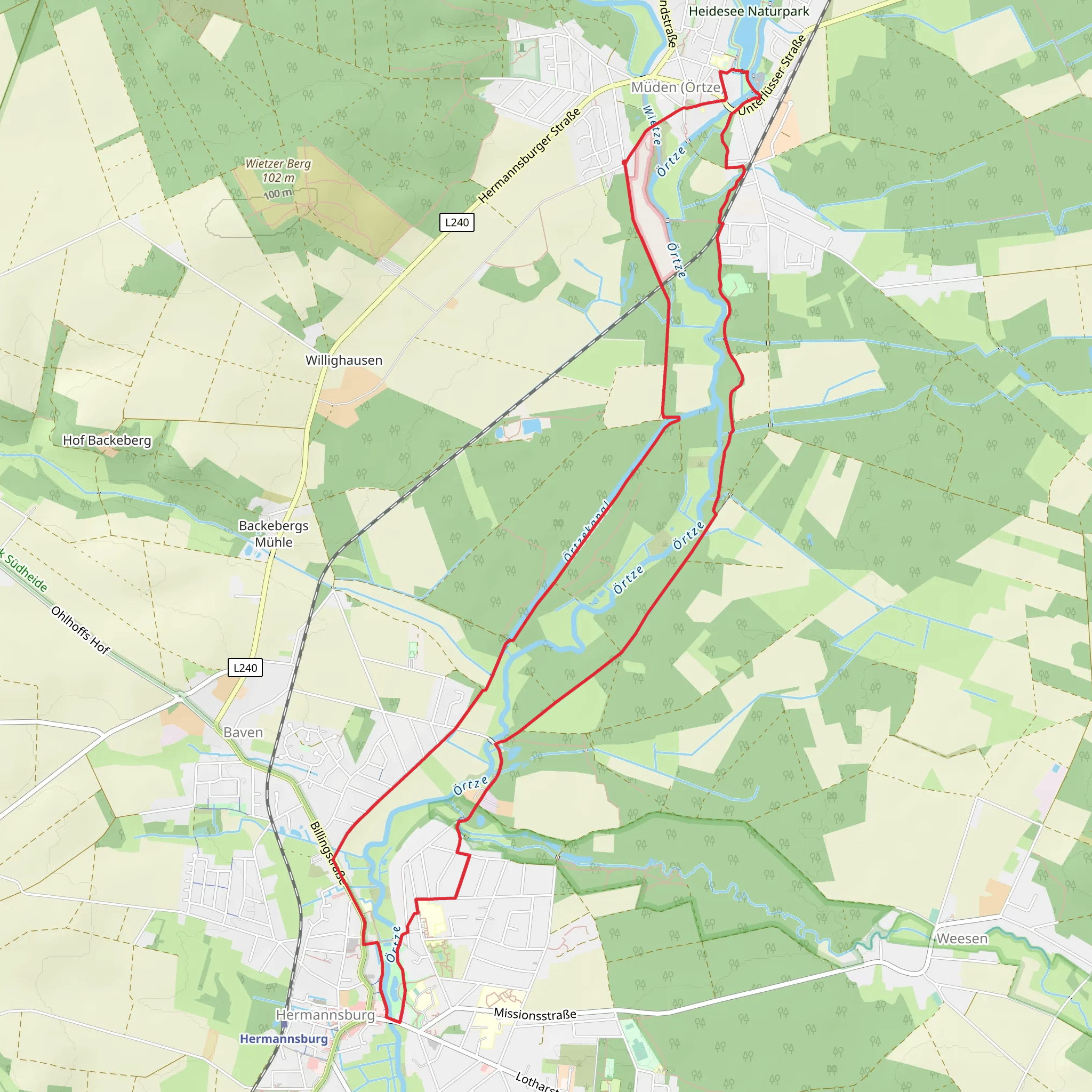Heidesee via Heidschnuckenweg mobile static map